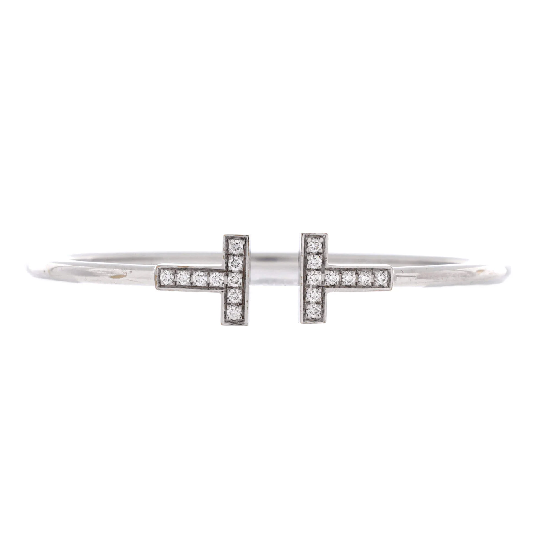 T Wire Bracelet 18K White Gold with Diamonds