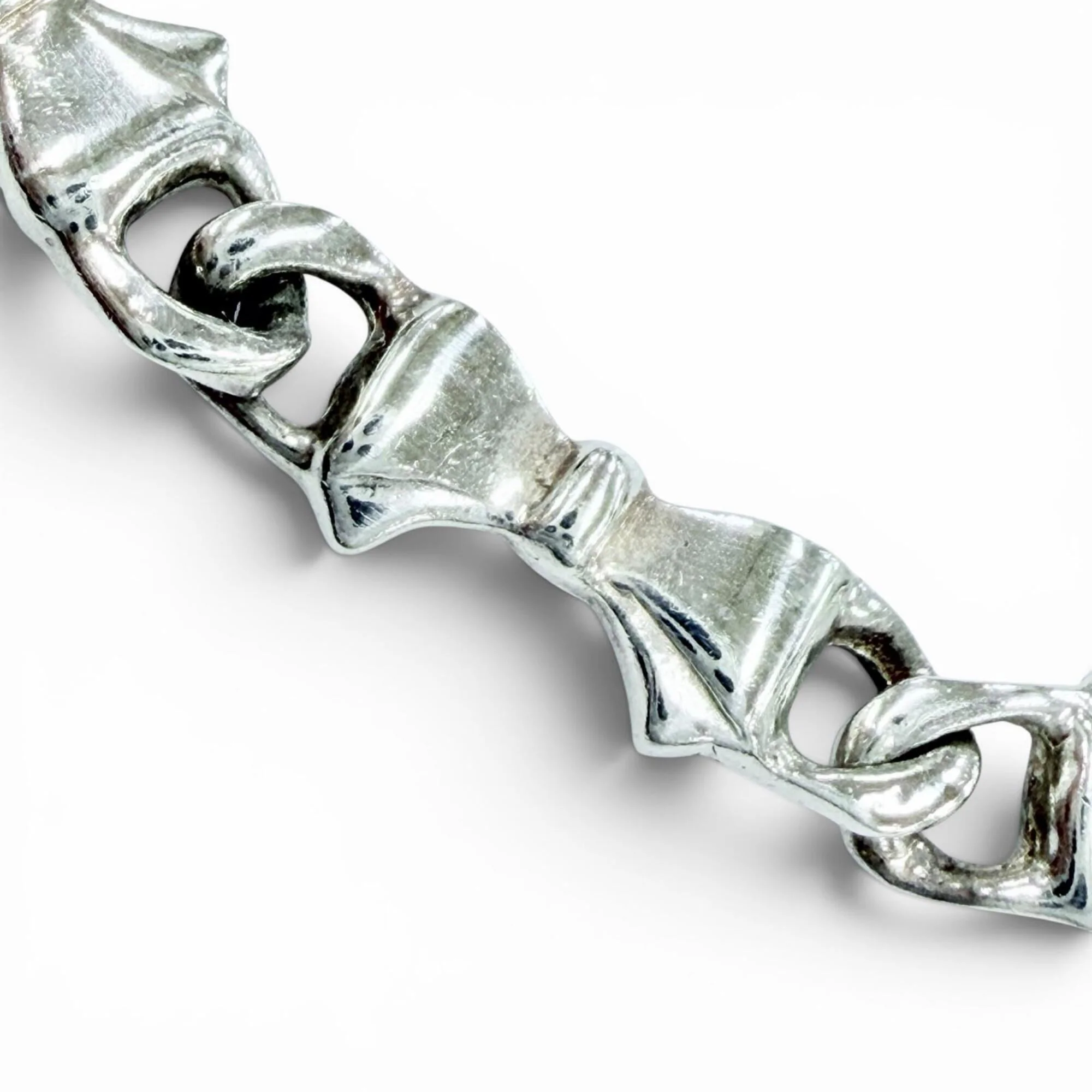 Vintage Puff Ribbon Chain Bracelet Sterling Silver - Image 2