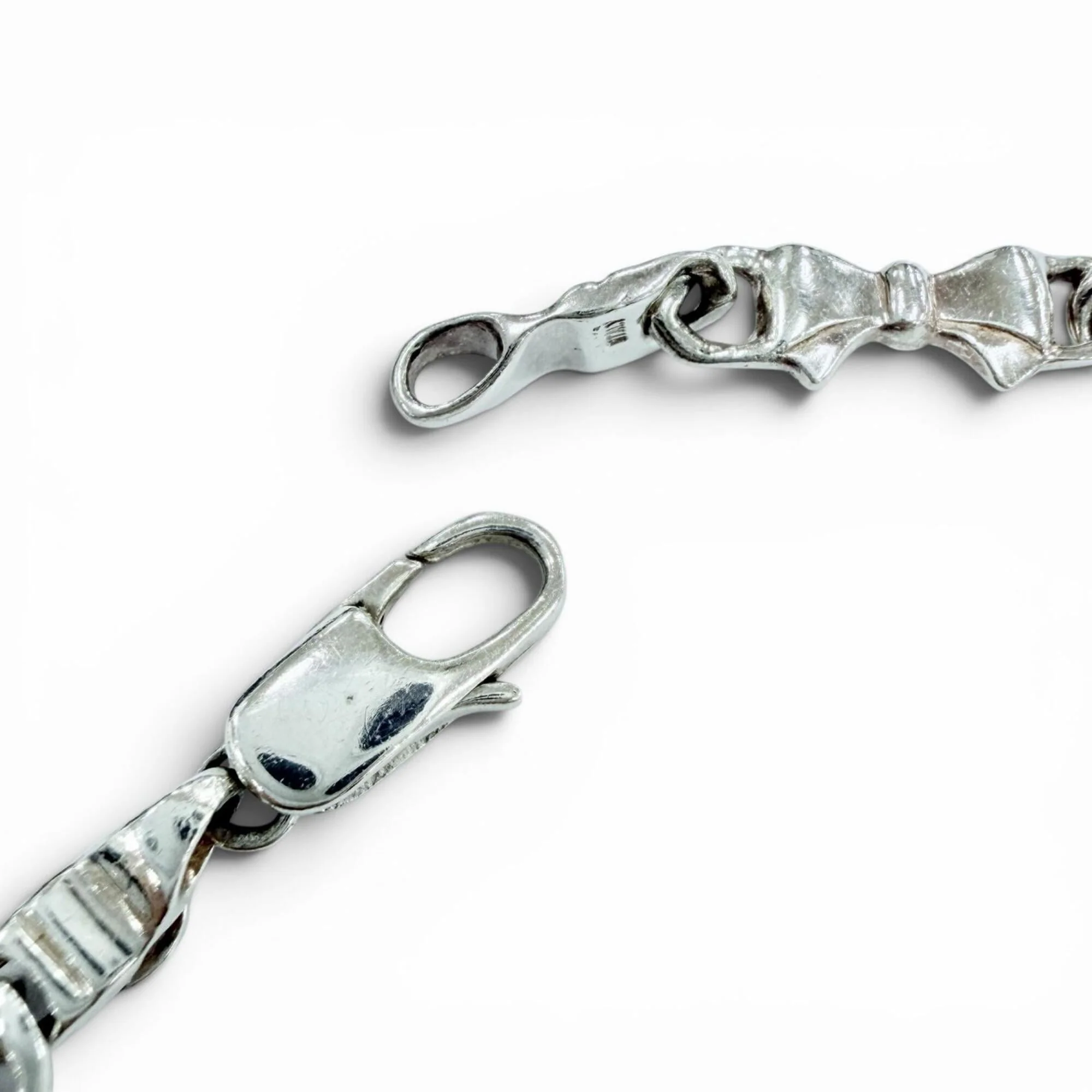 Vintage Puff Ribbon Chain Bracelet Sterling Silver - Image 4