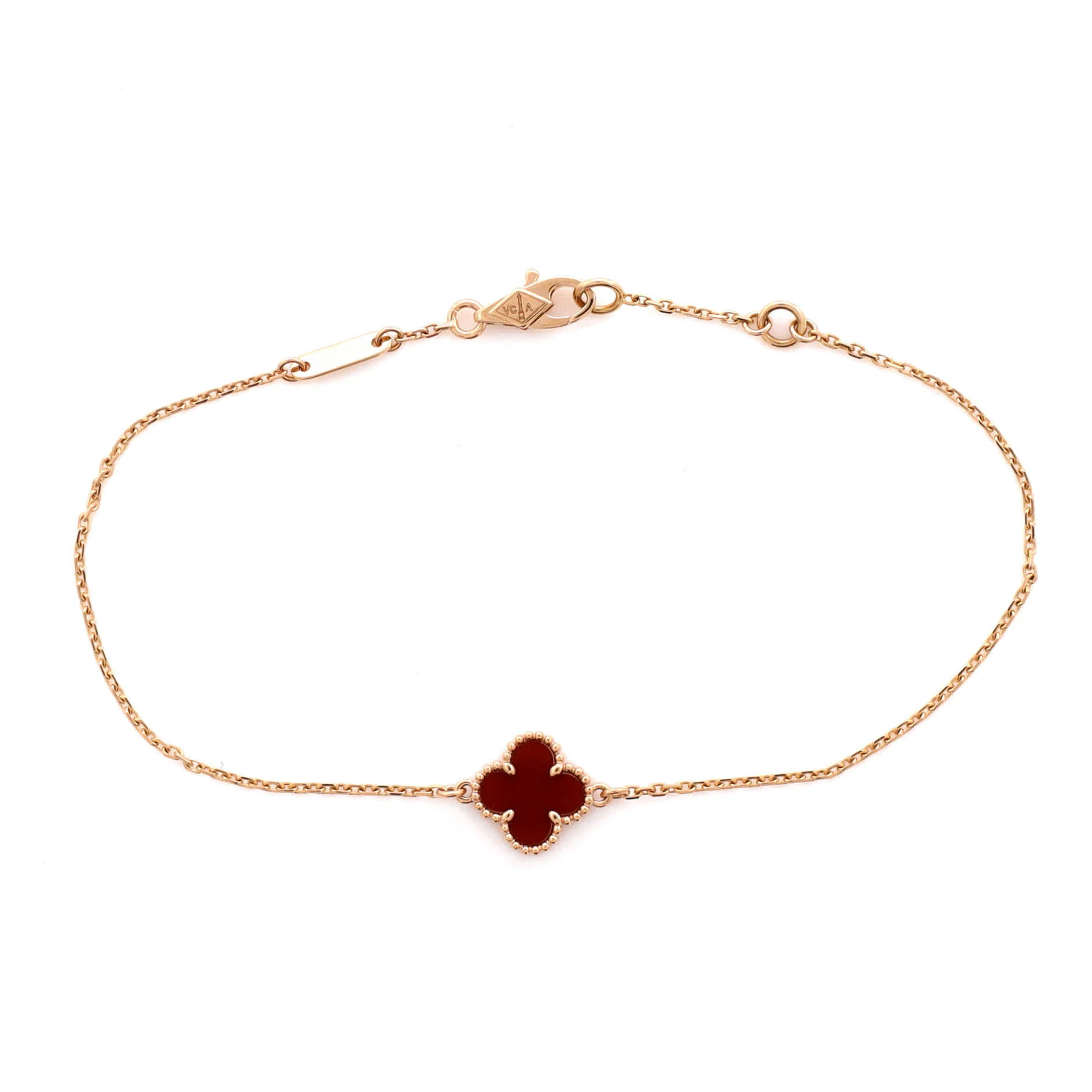 Sweet Alhambra Bracelet 18K Rose Gold and Carnelian