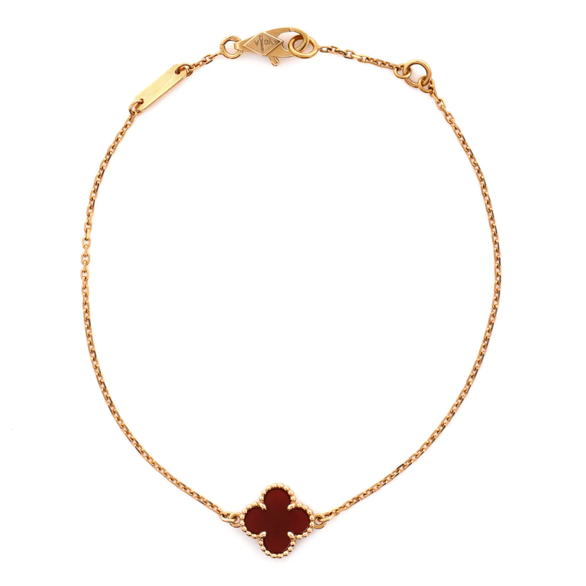 Sweet Alhambra Bracelet 18K Rose Gold and Carnelian