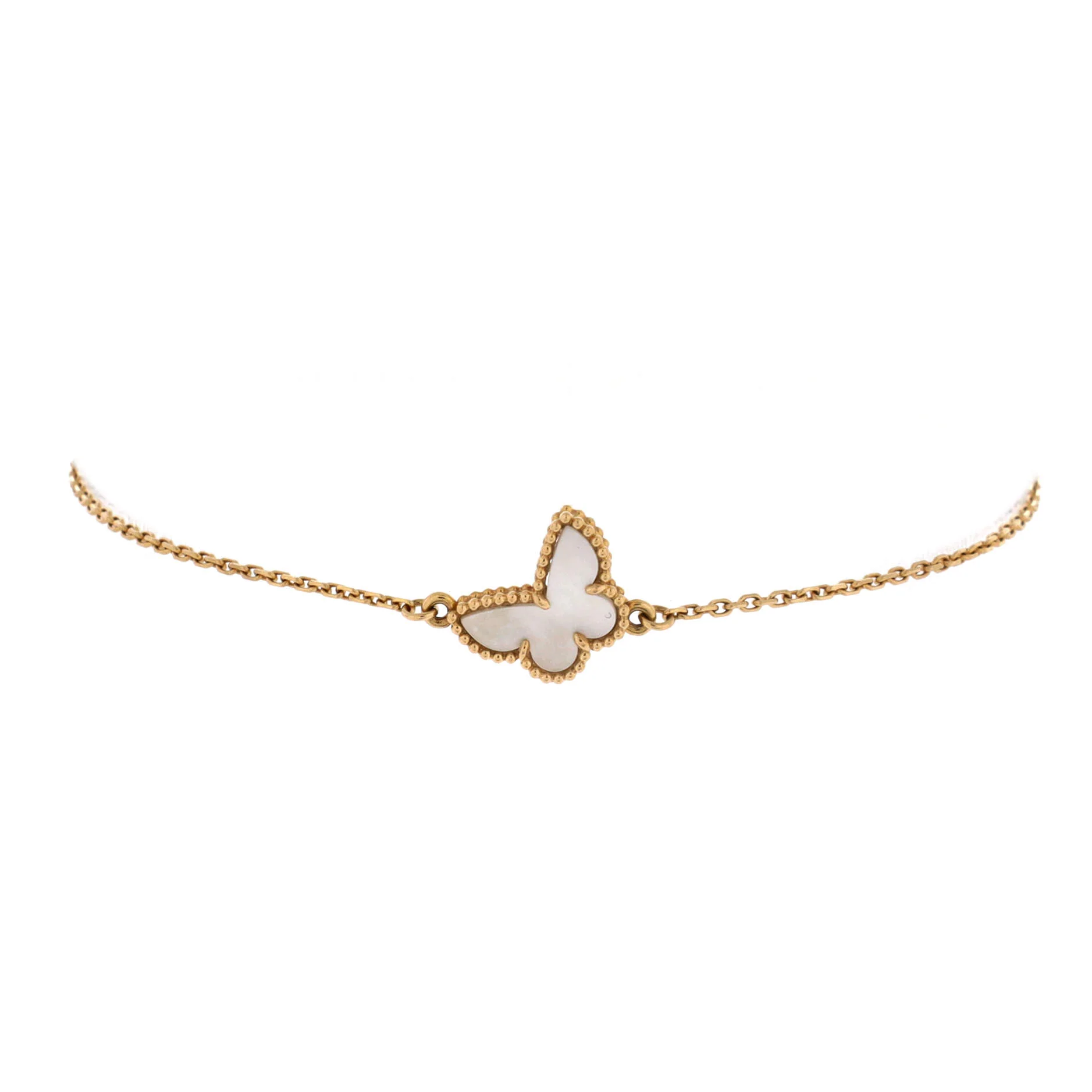 Sweet Alhambra Butterfly Bracelet 18K Yellow Gold and Mother of Pearl