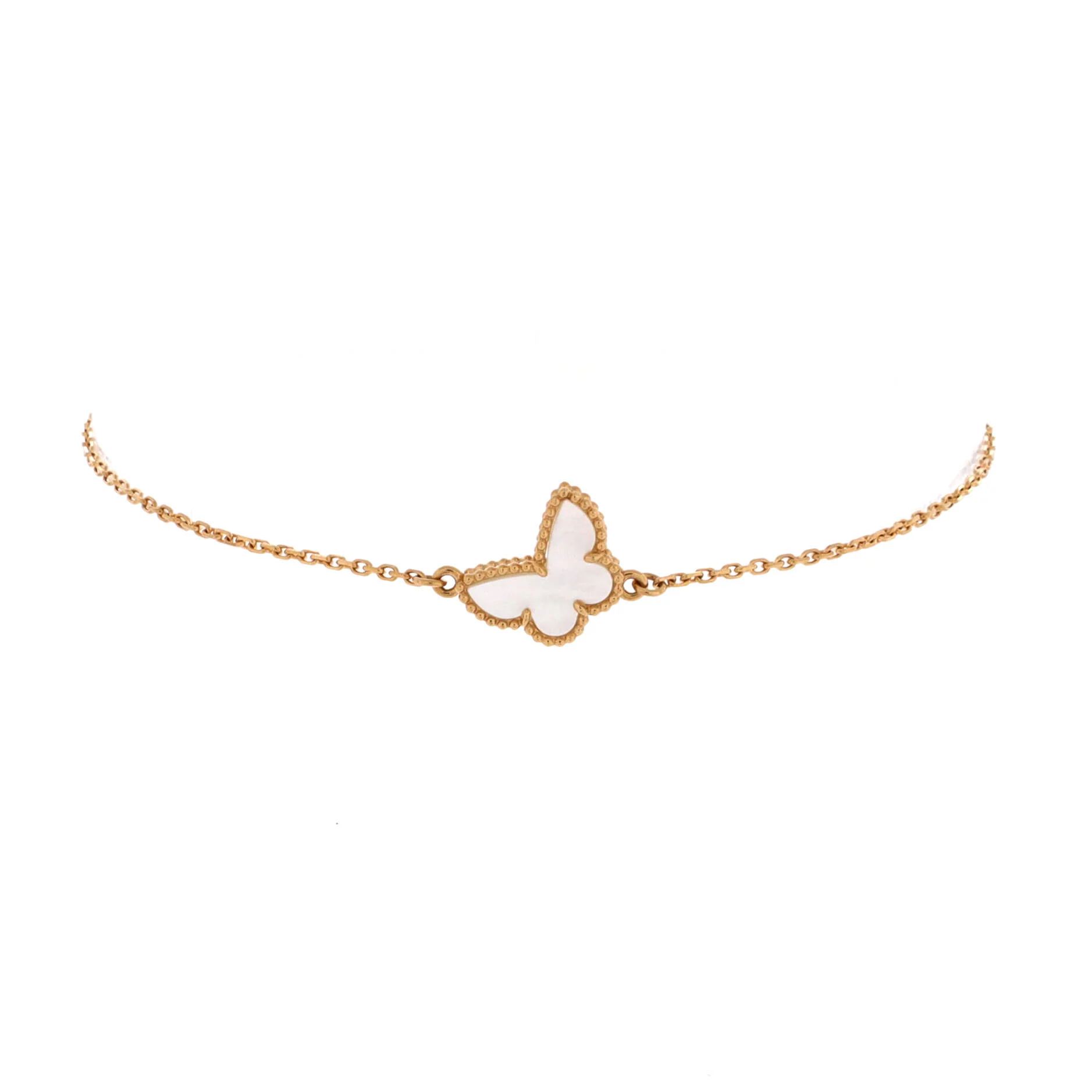Sweet Alhambra Butterfly Bracelet 18K Yellow Gold and Mother of Pearl