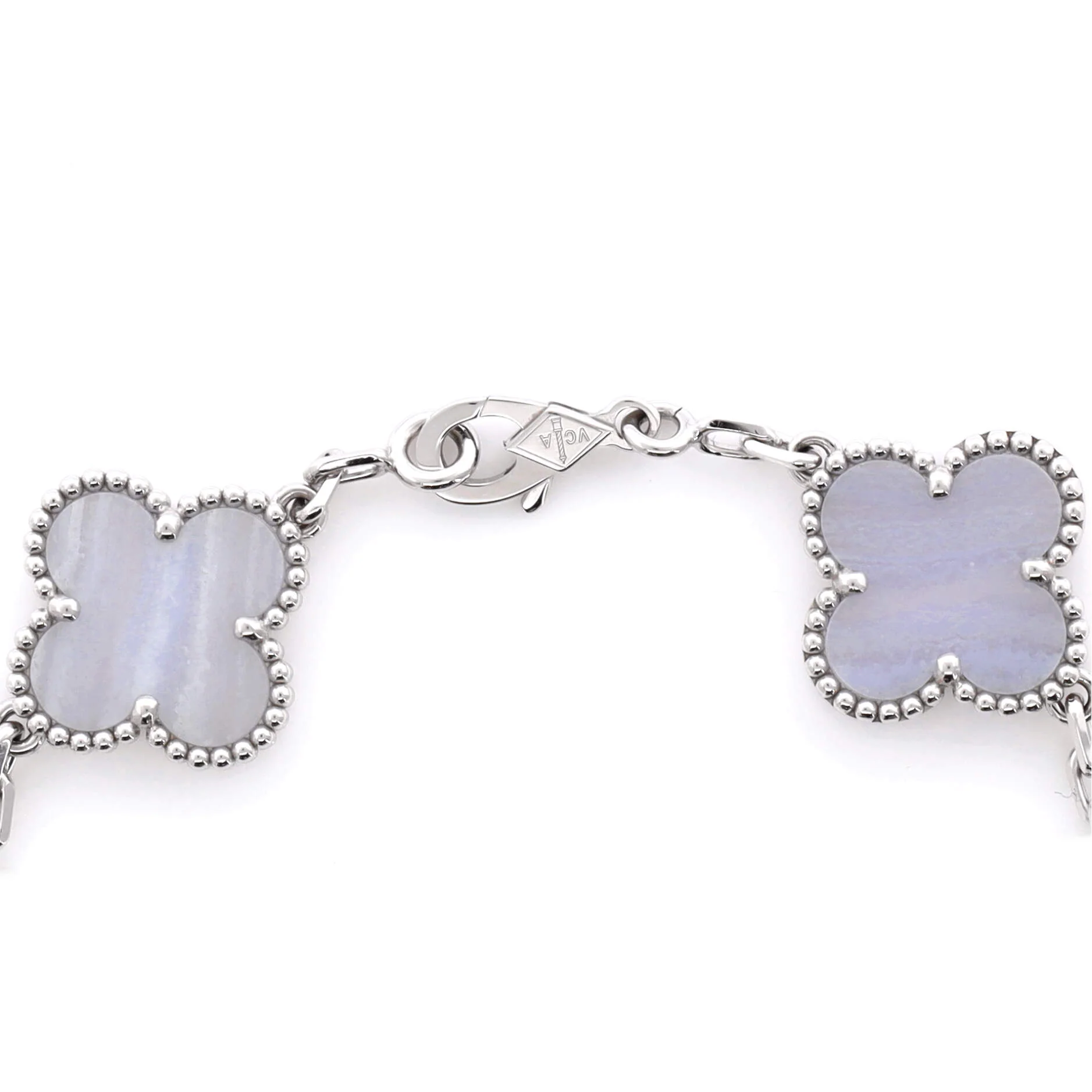 Vintage Alhambra 5 Motifs Bracelet 18K White Gold and Chalcedony - Image 3