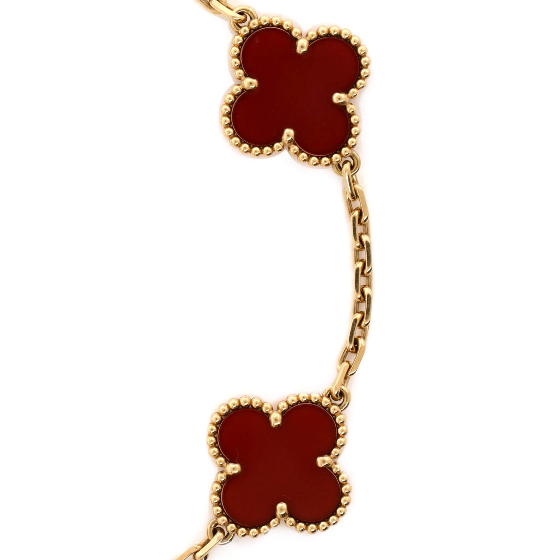 Vintage Alhambra 5 Motifs Bracelet 18K Yellow Gold and Carnelian - Image 4