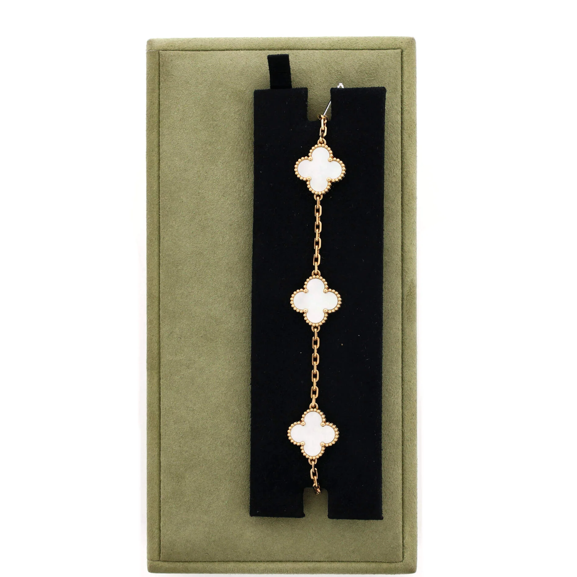 Vintage Alhambra 5 Motifs Bracelet 18K Yellow Gold and Mother of Pearl - Image 2
