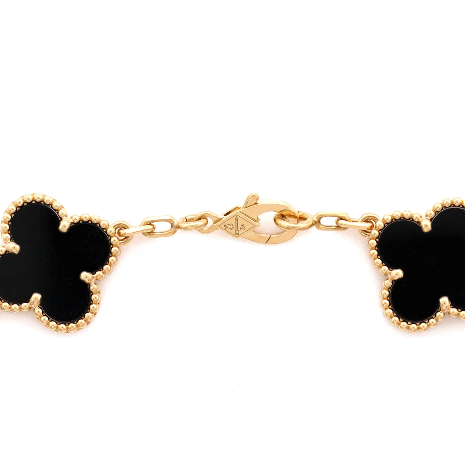 Vintage Alhambra 5 Motifs Bracelet 18K Yellow Gold and Onyx - Image 3