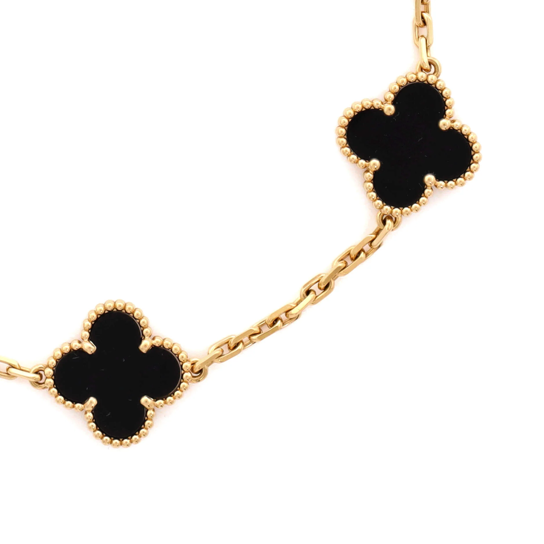 Vintage Alhambra 5 Motifs Bracelet 18K Yellow Gold and Onyx - Image 3