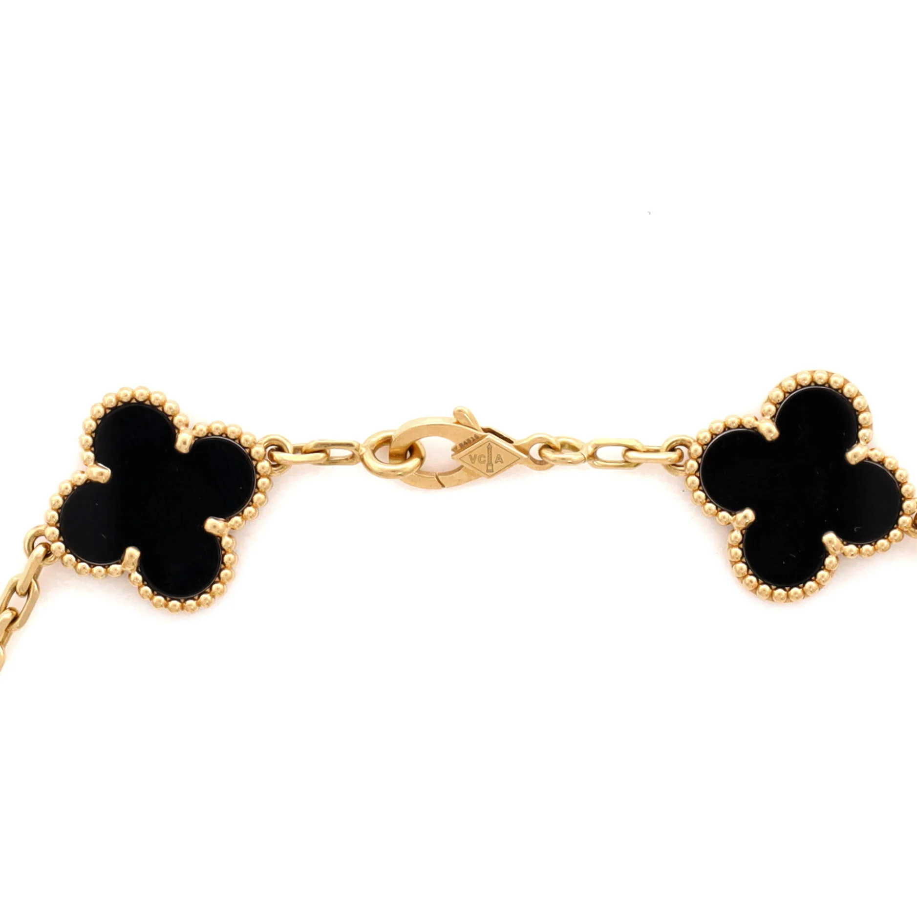 Vintage Alhambra 5 Motifs Bracelet 18K Yellow Gold and Onyx - Image 4