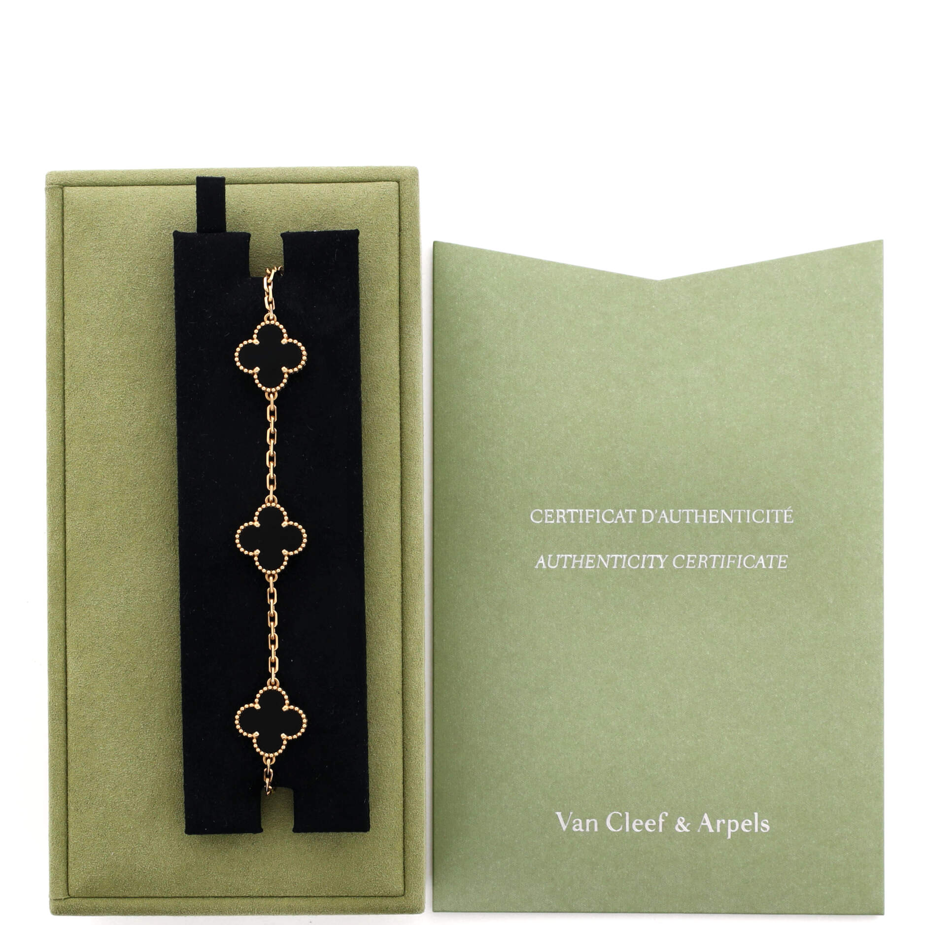 Vintage Alhambra 5 Motifs Bracelet 18K Yellow Gold and Onyx - Image 2