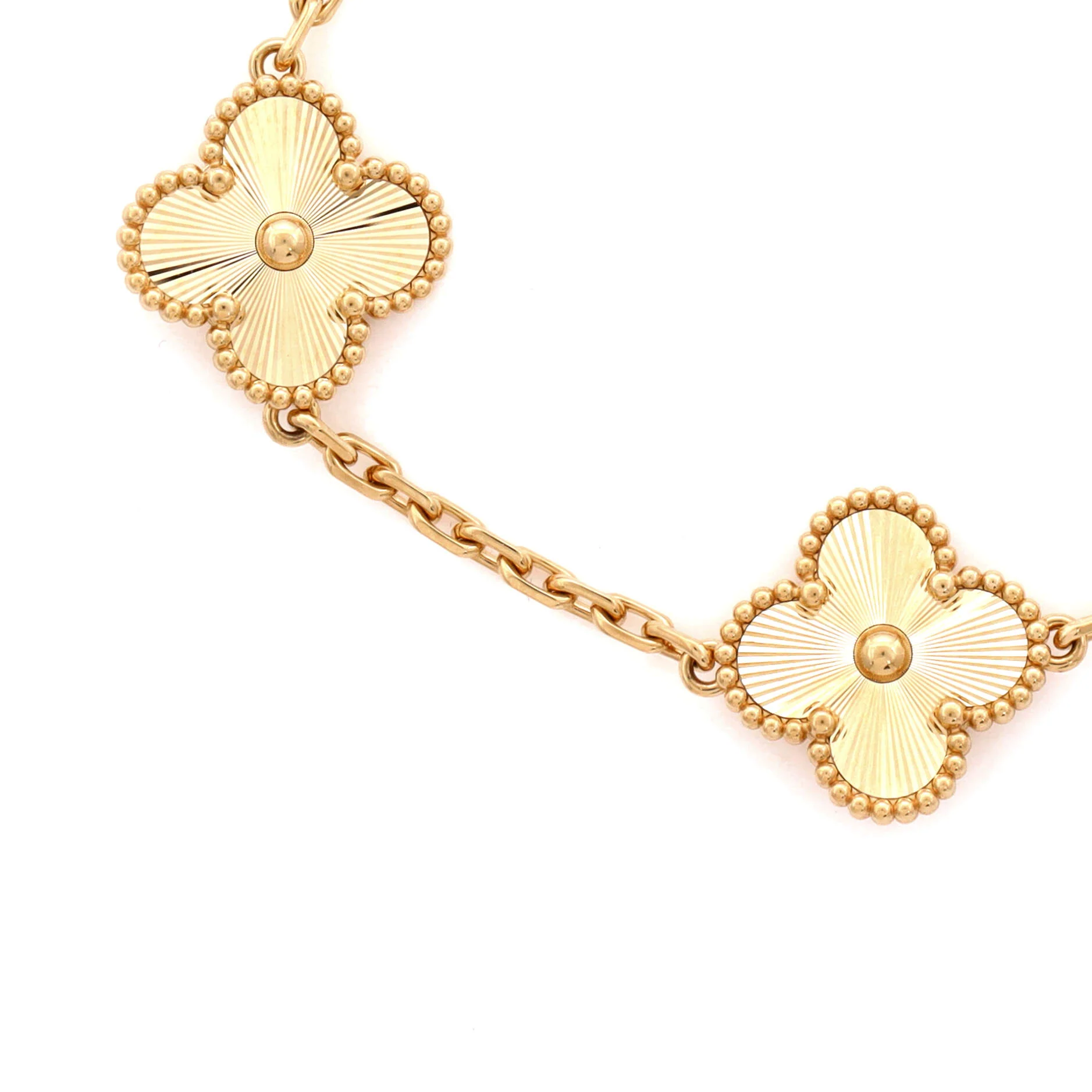 Vintage Alhambra 5 Motifs Bracelet Guilloche 18K Yellow Gold - Image 3