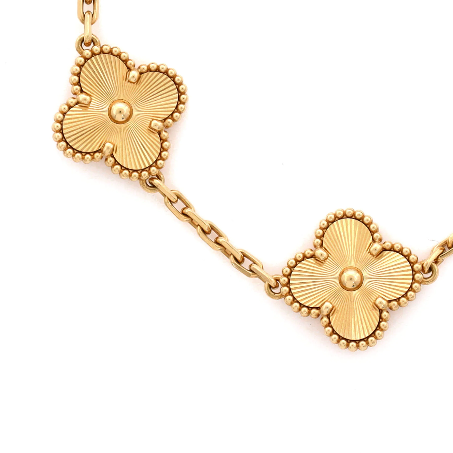 Vintage Alhambra 5 Motifs Bracelet Guilloche 18K Yellow Gold - Image 3