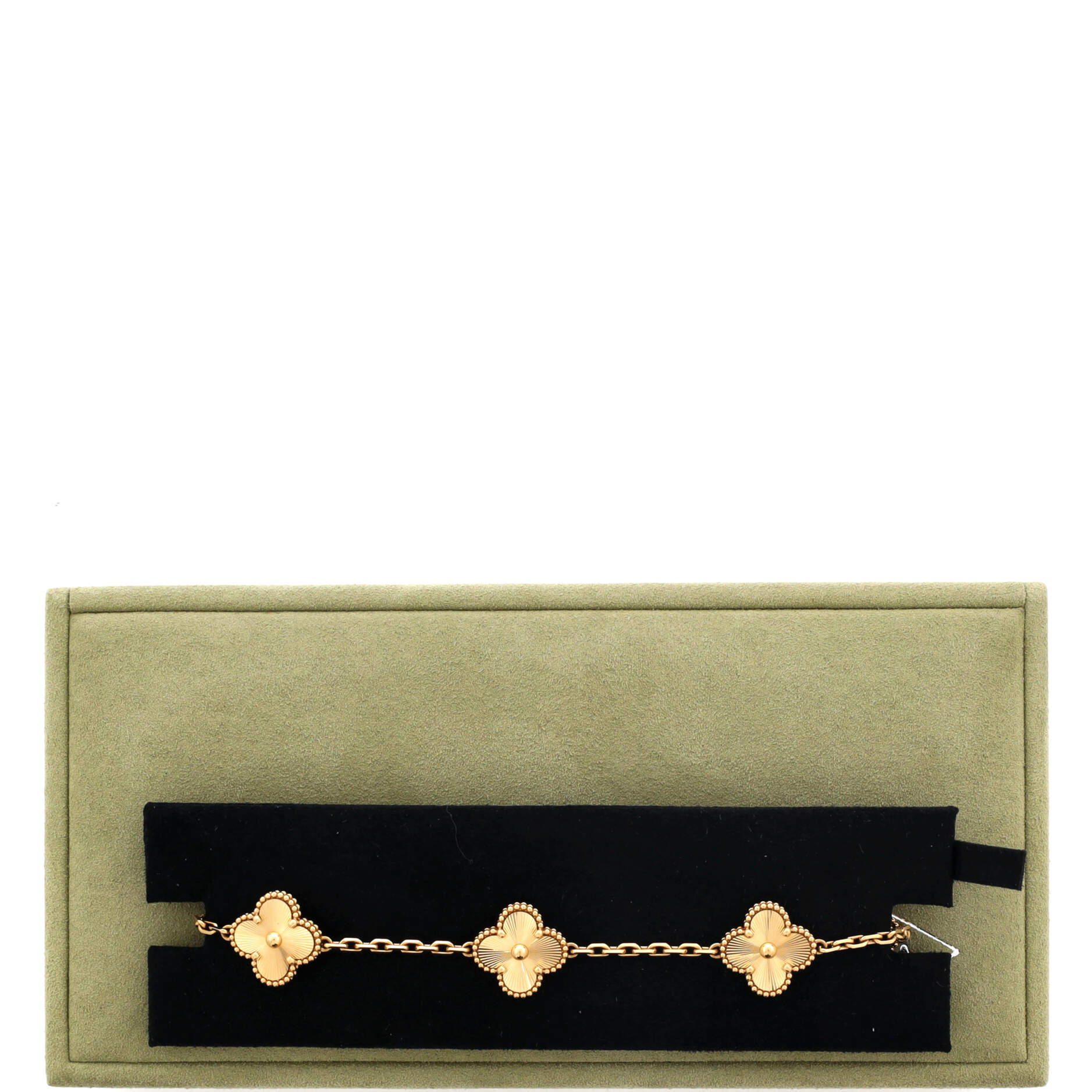 Vintage Alhambra 5 Motifs Bracelet Guilloche 18K Yellow Gold - Image 2