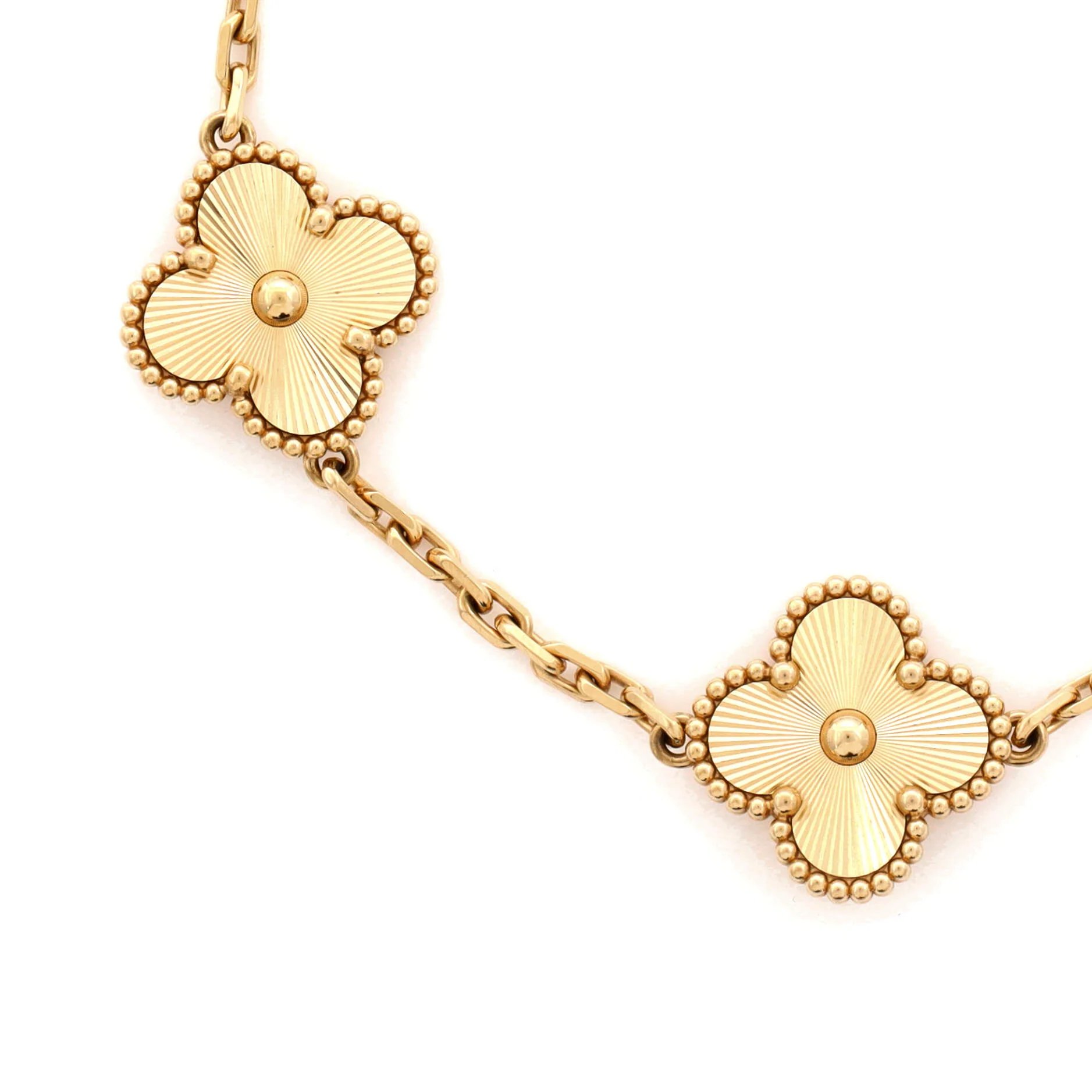 Vintage Alhambra 5 Motifs Bracelet Guilloche 18K Yellow Gold - Image 3