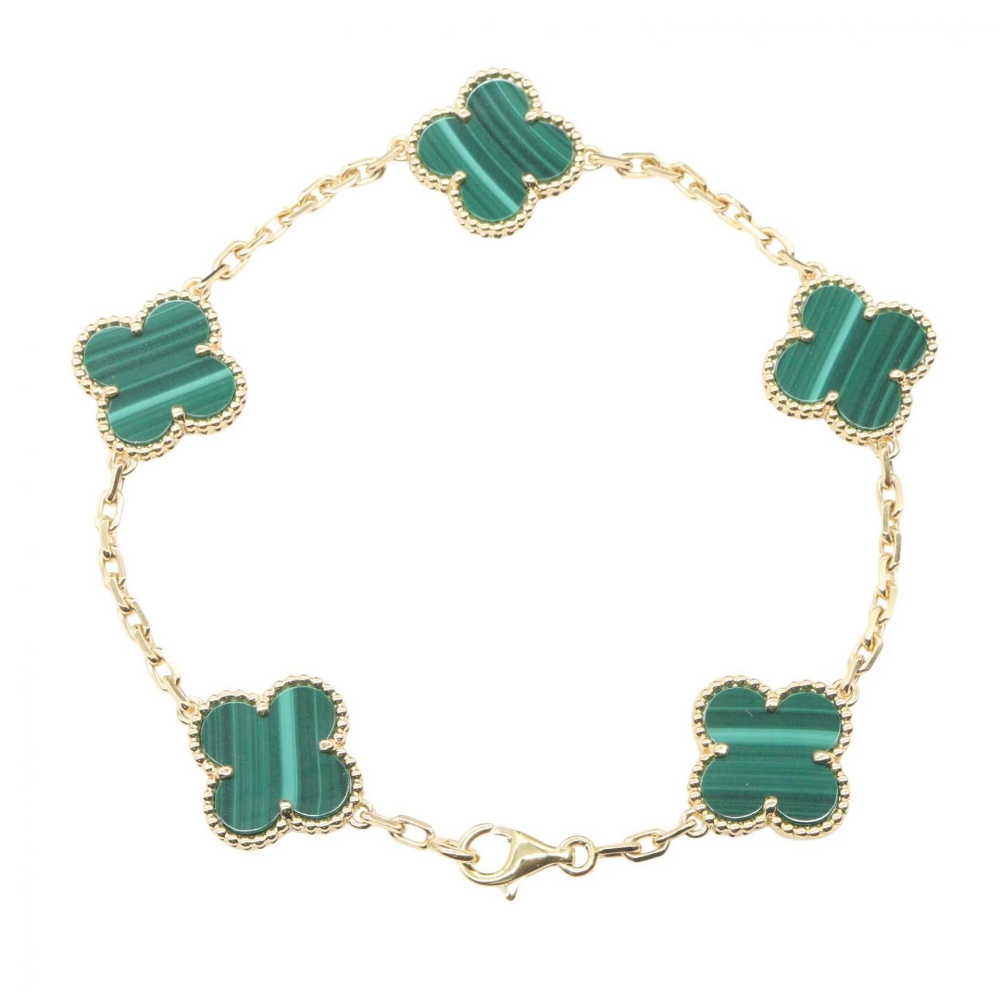 Vintage Alhambra Bracelet 18K Yellow Gold and Malachite - Image 2