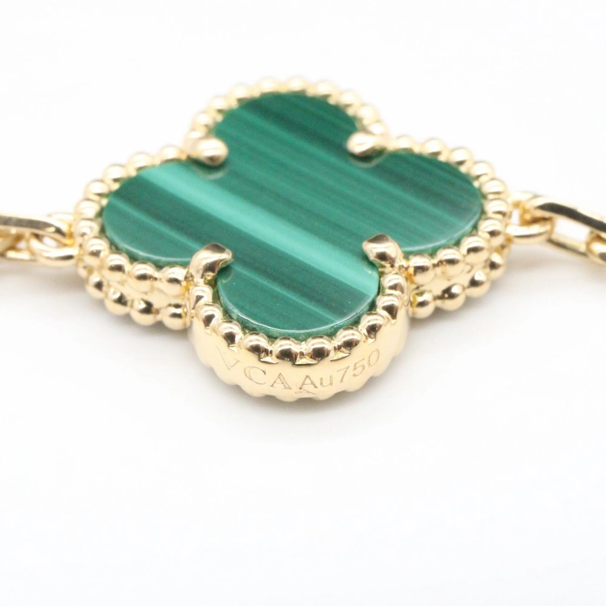 Vintage Alhambra Bracelet 18K Yellow Gold and Malachite - Image 4