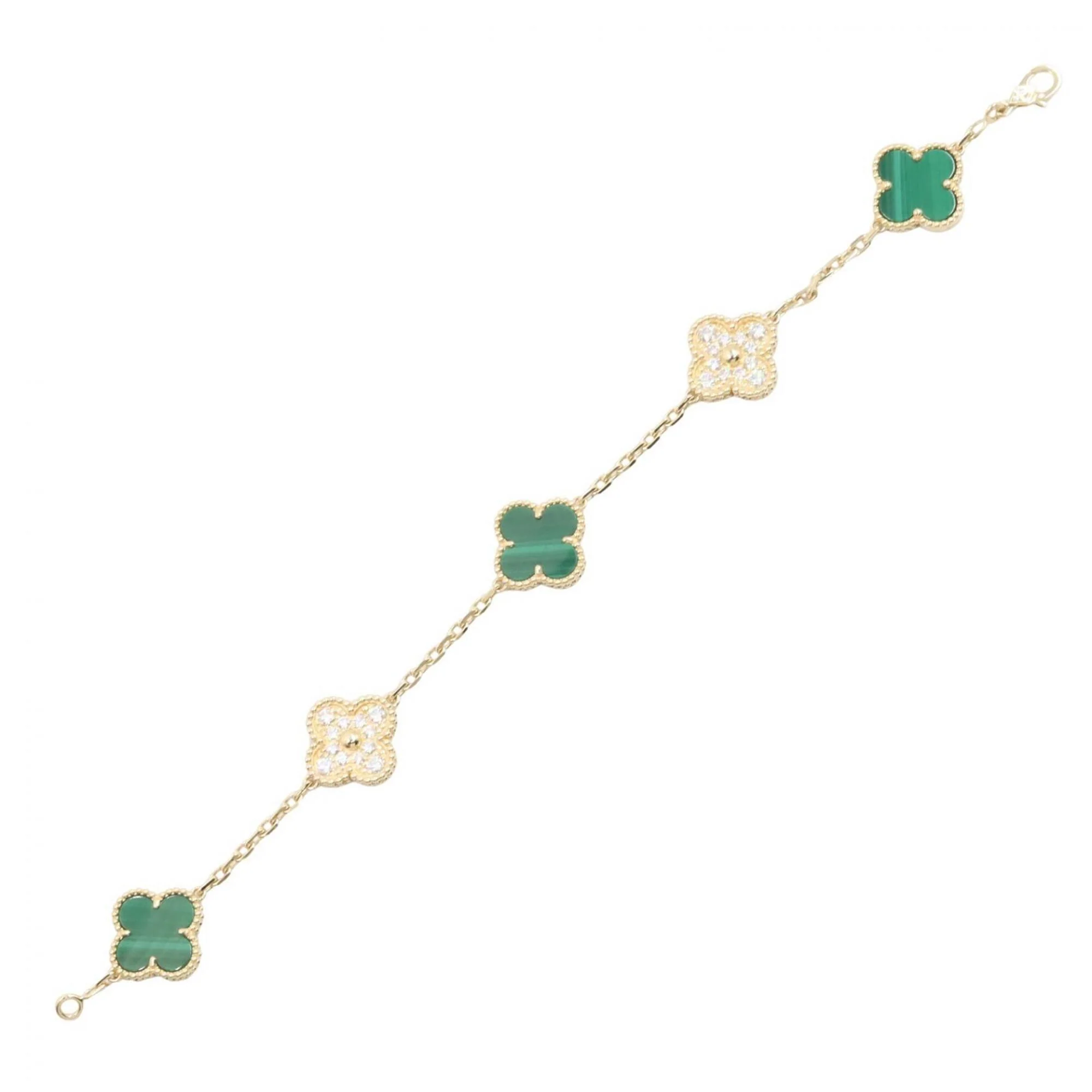 Vintage Alhambra Bracelet 18K Yellow Gold and Malachite - Image 3