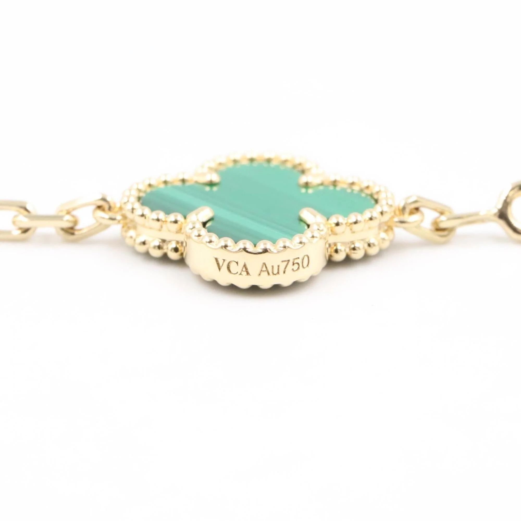 Vintage Alhambra Bracelet 18K Yellow Gold and Malachite - Image 4