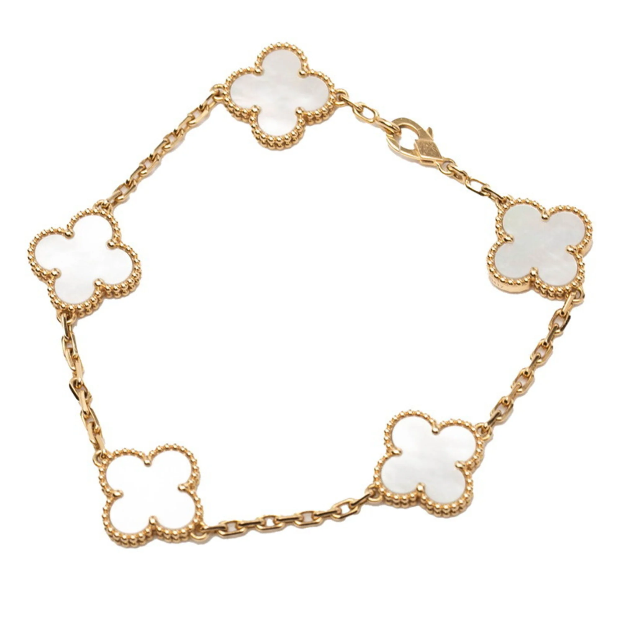 Vintage Alhambra Bracelet 18K Yellow Gold and Mother of Pearl