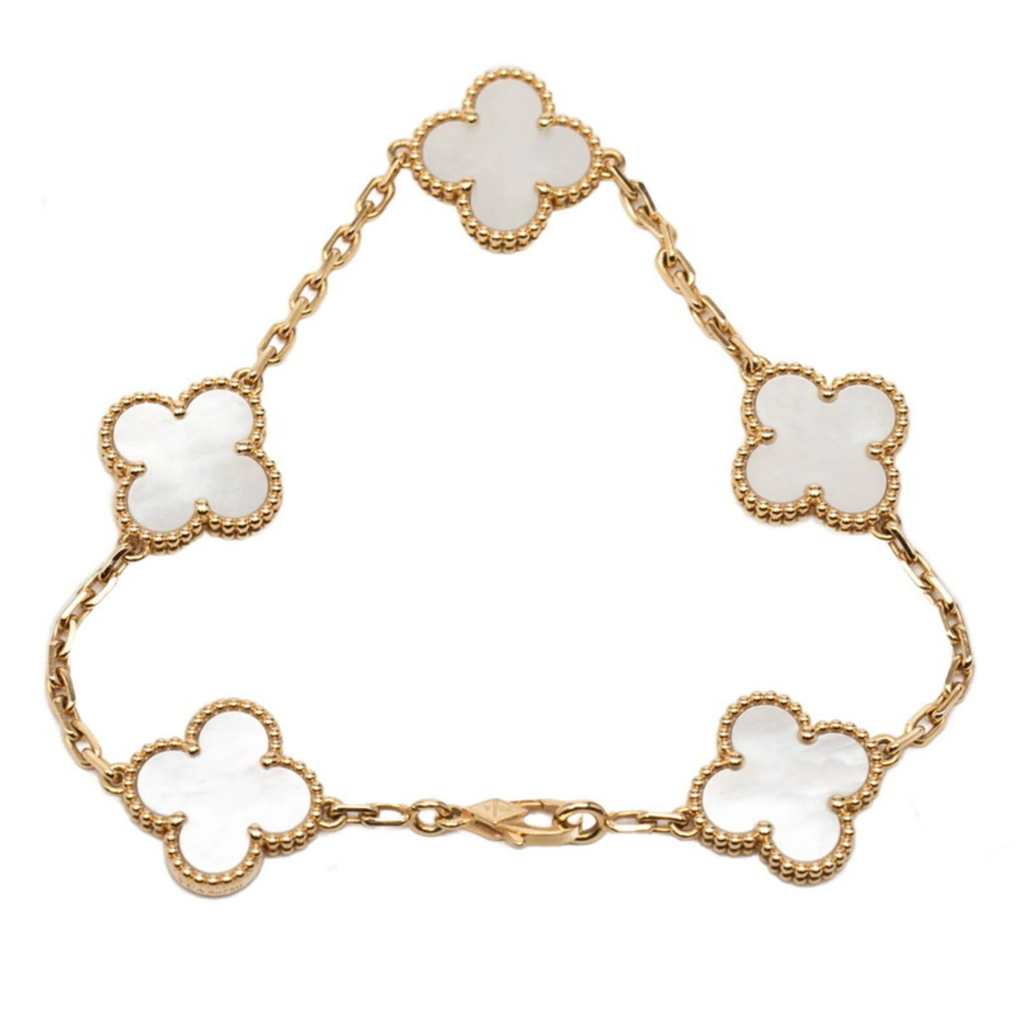 Vintage Alhambra Bracelet 18K Yellow Gold and Mother of Pearl - Image 3