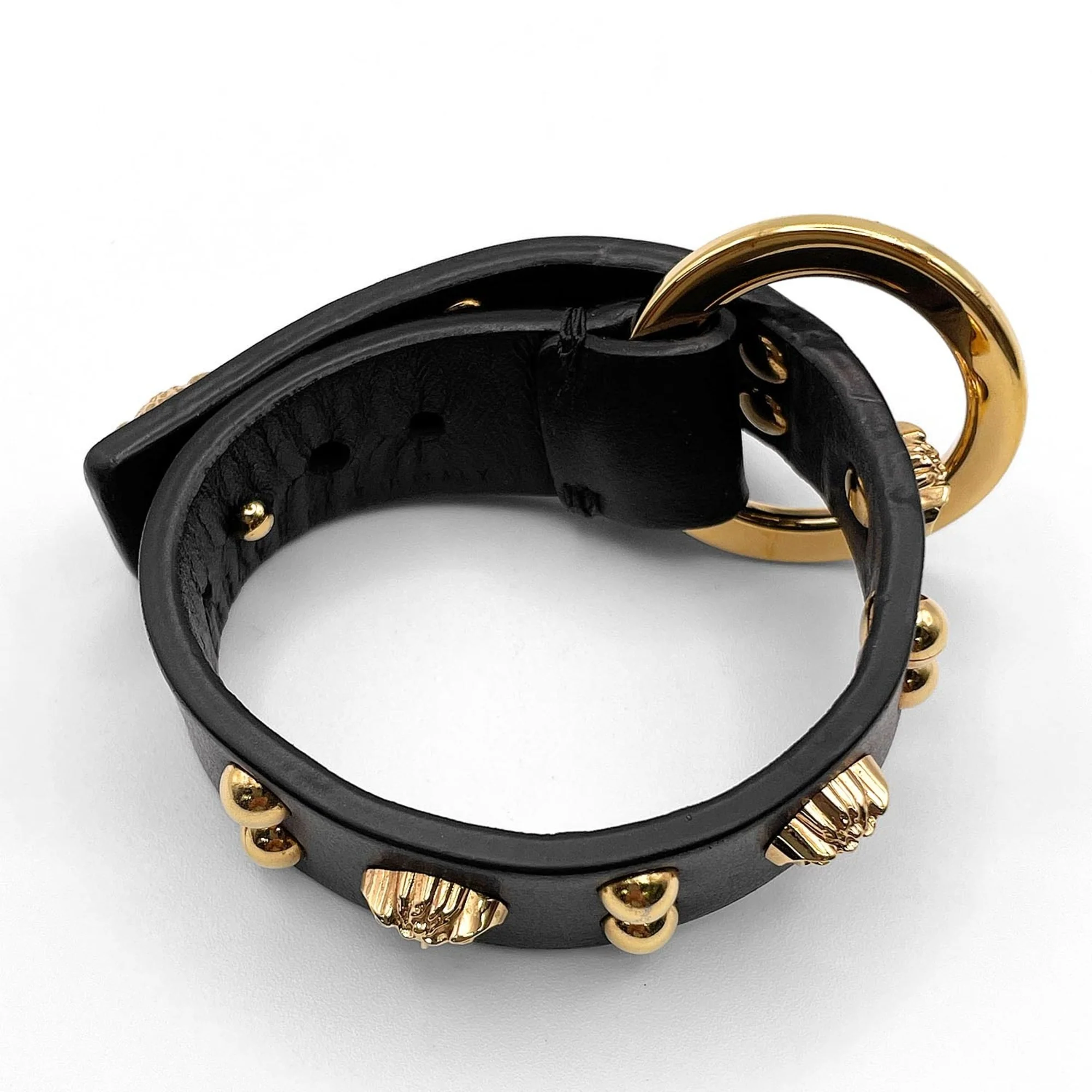 Medusa Bracelet Leather and Metal Black and Gold - Image 5