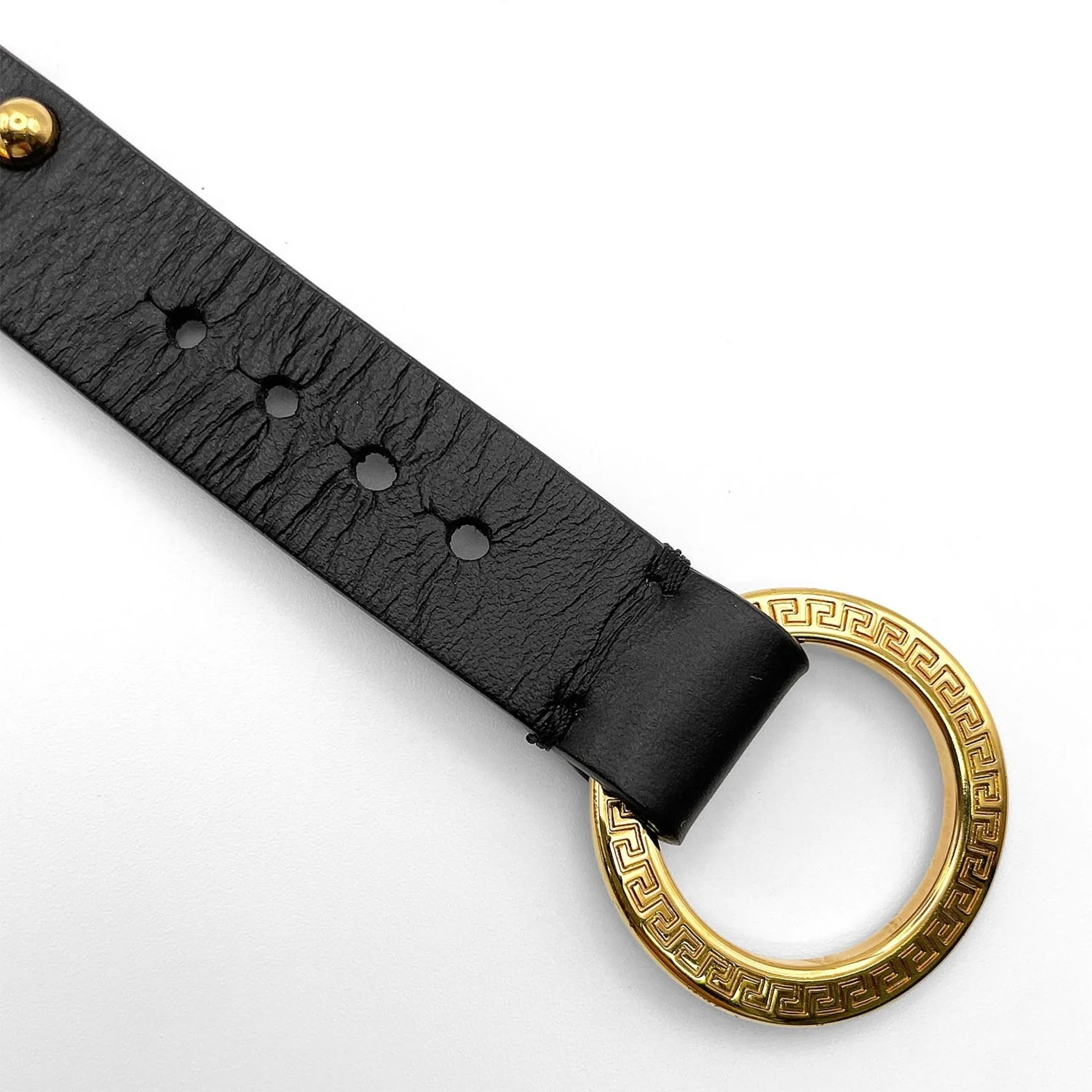 Medusa Bracelet Leather and Metal Black and Gold - Image 7