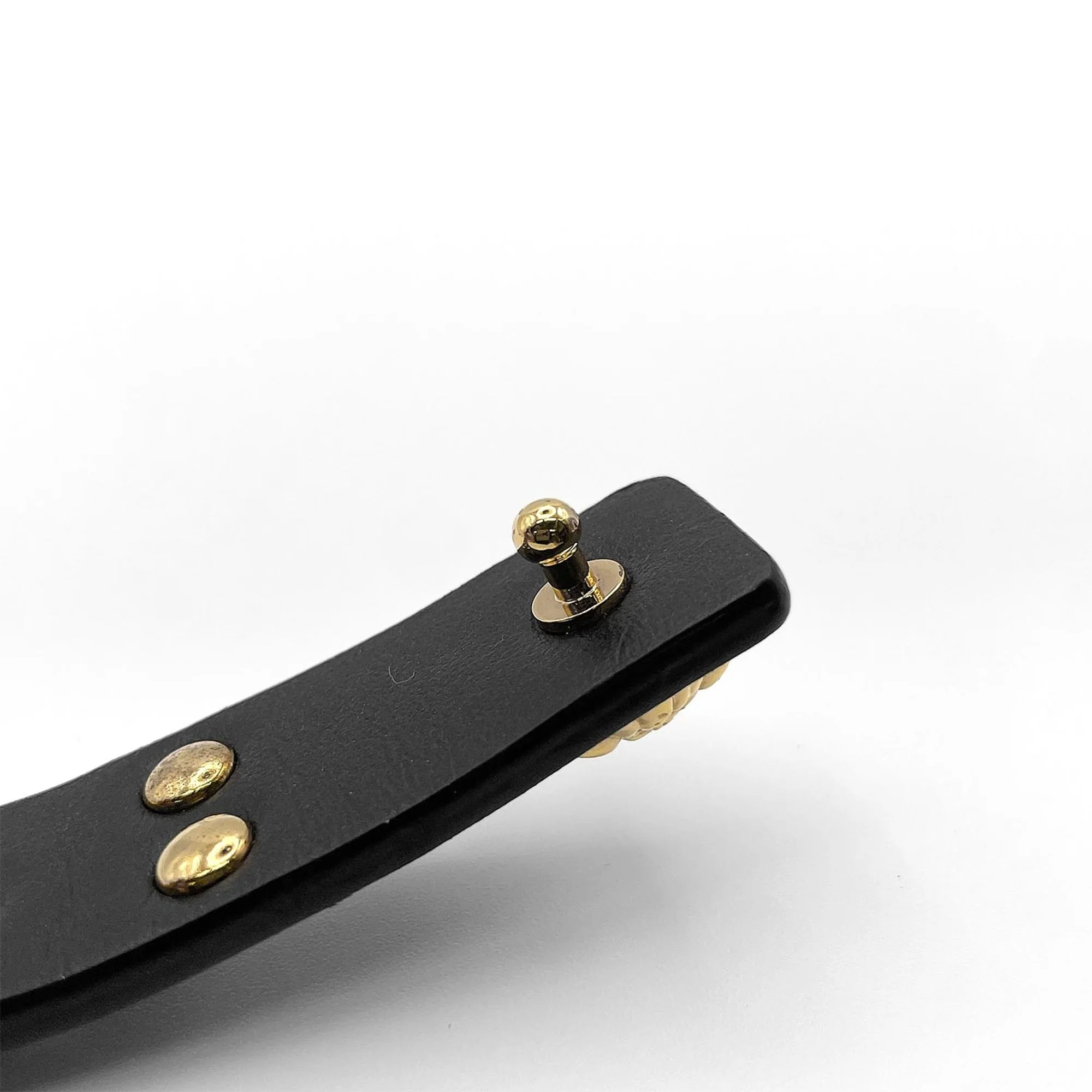 Medusa Bracelet Leather and Metal Black and Gold - Image 9