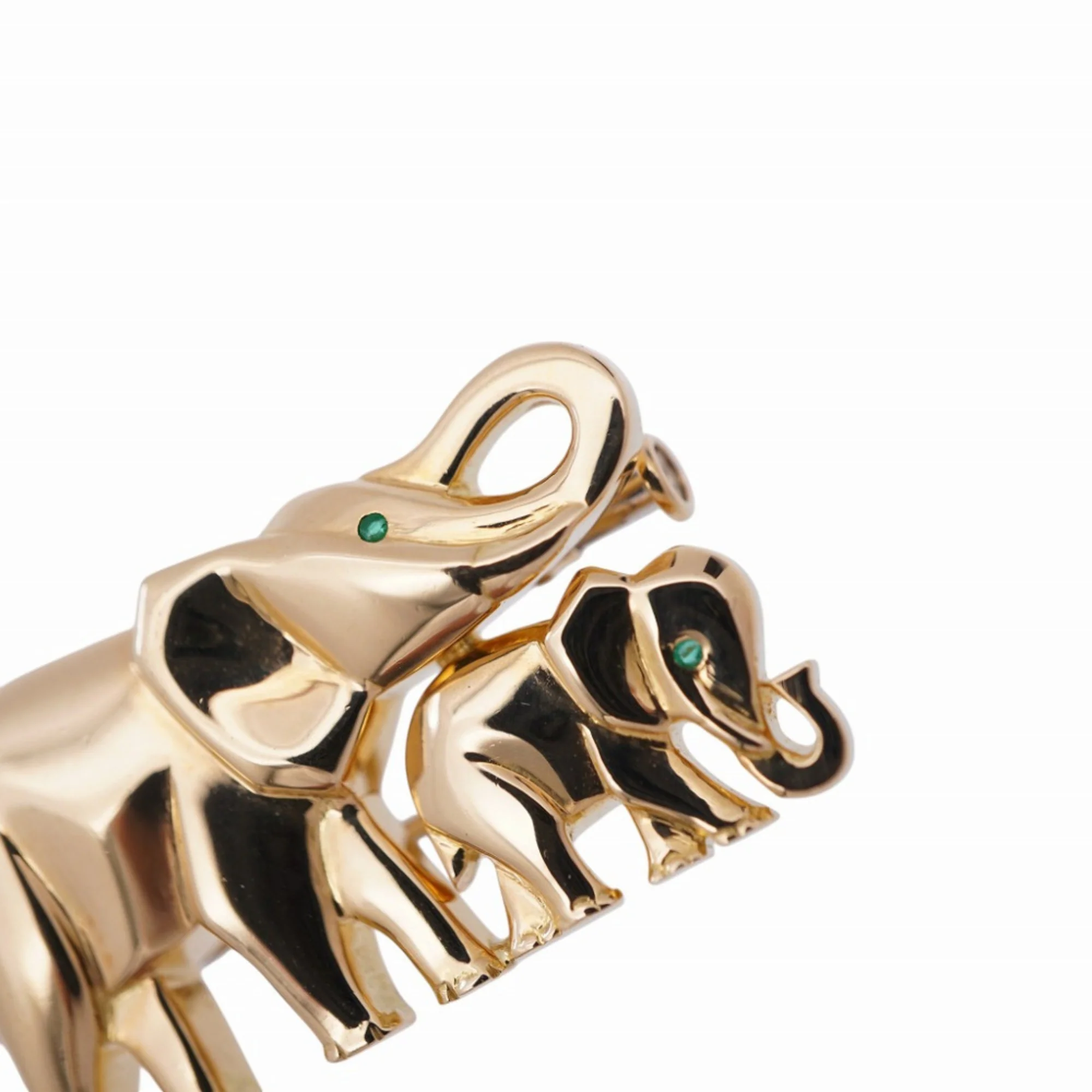 Candy Elephant Brooch 18K Yellow Gold with Emerald - Image 2