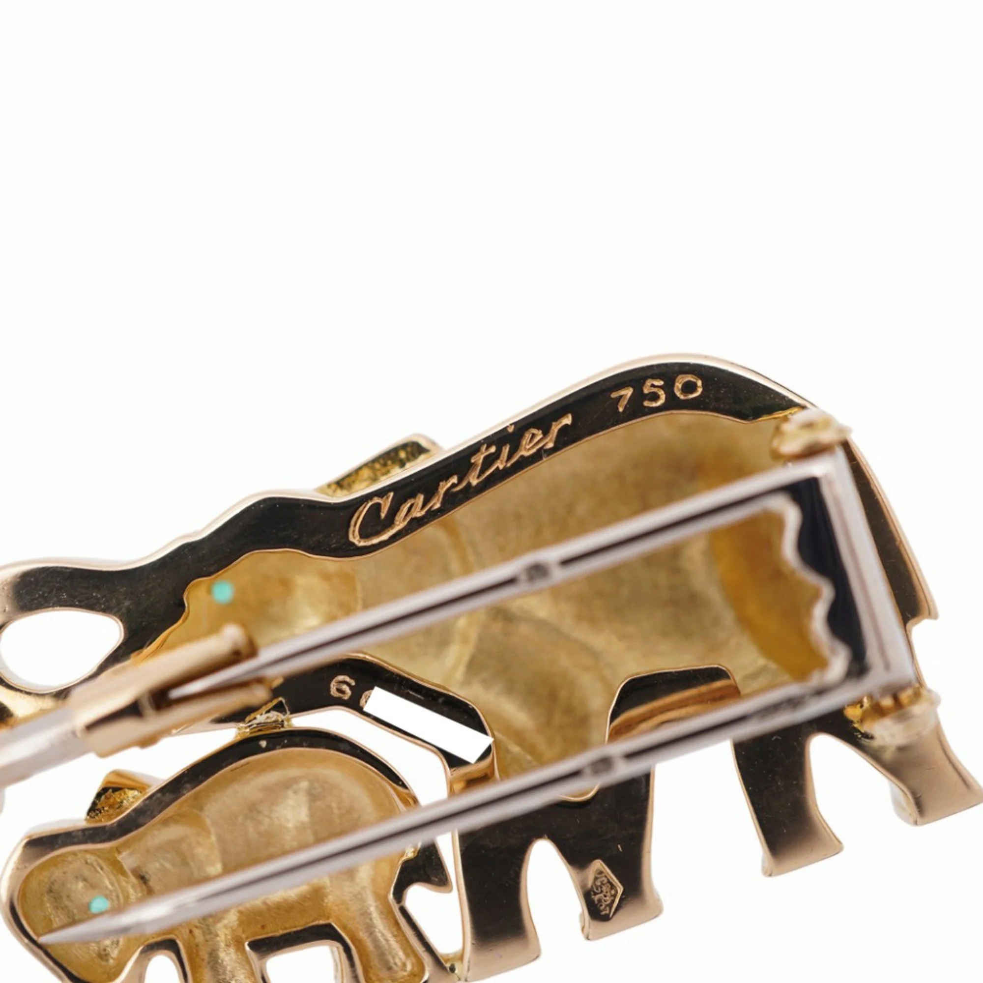 Candy Elephant Brooch 18K Yellow Gold with Emerald - Image 6