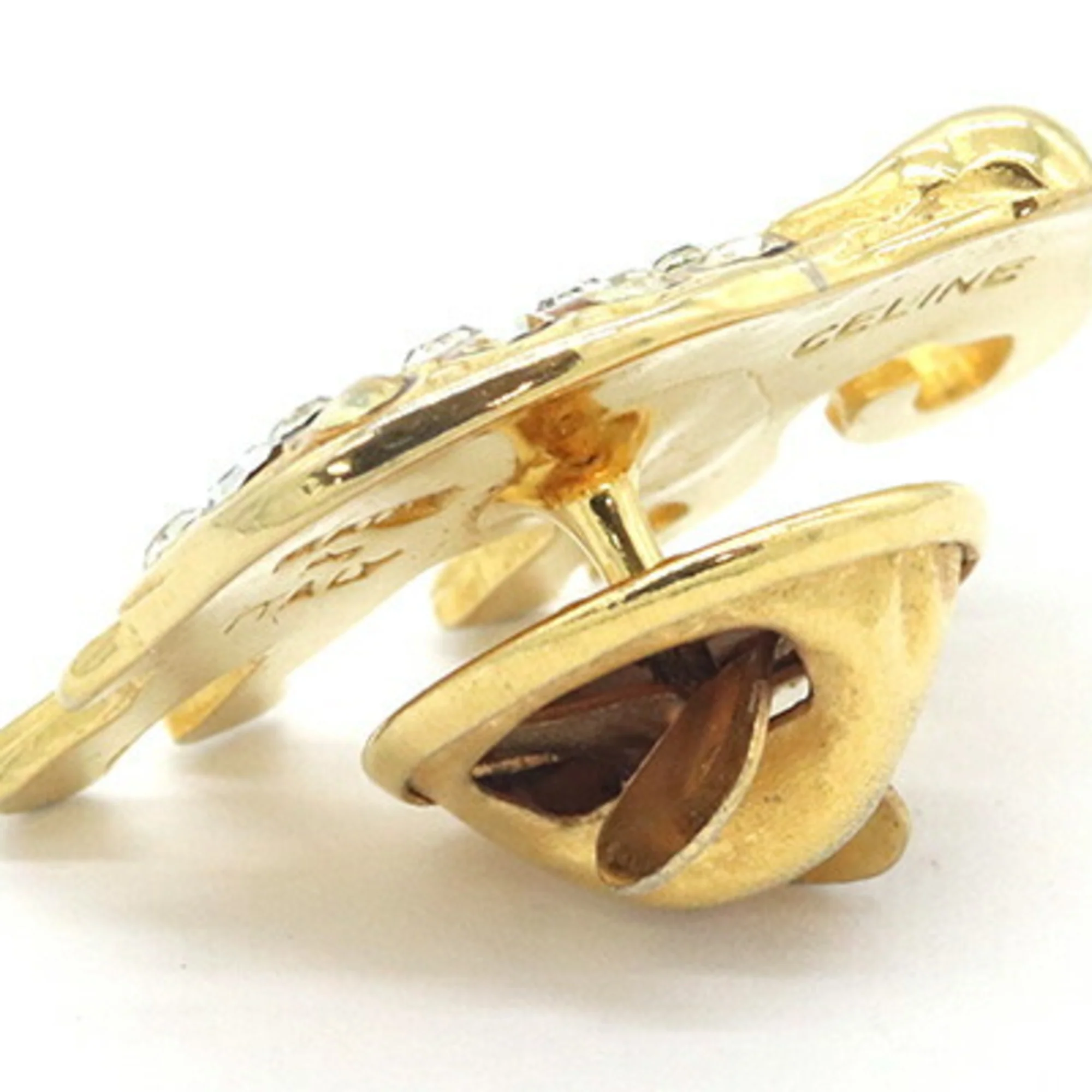 Pin Brooch Metal and Rhinestone Gold - Image 2