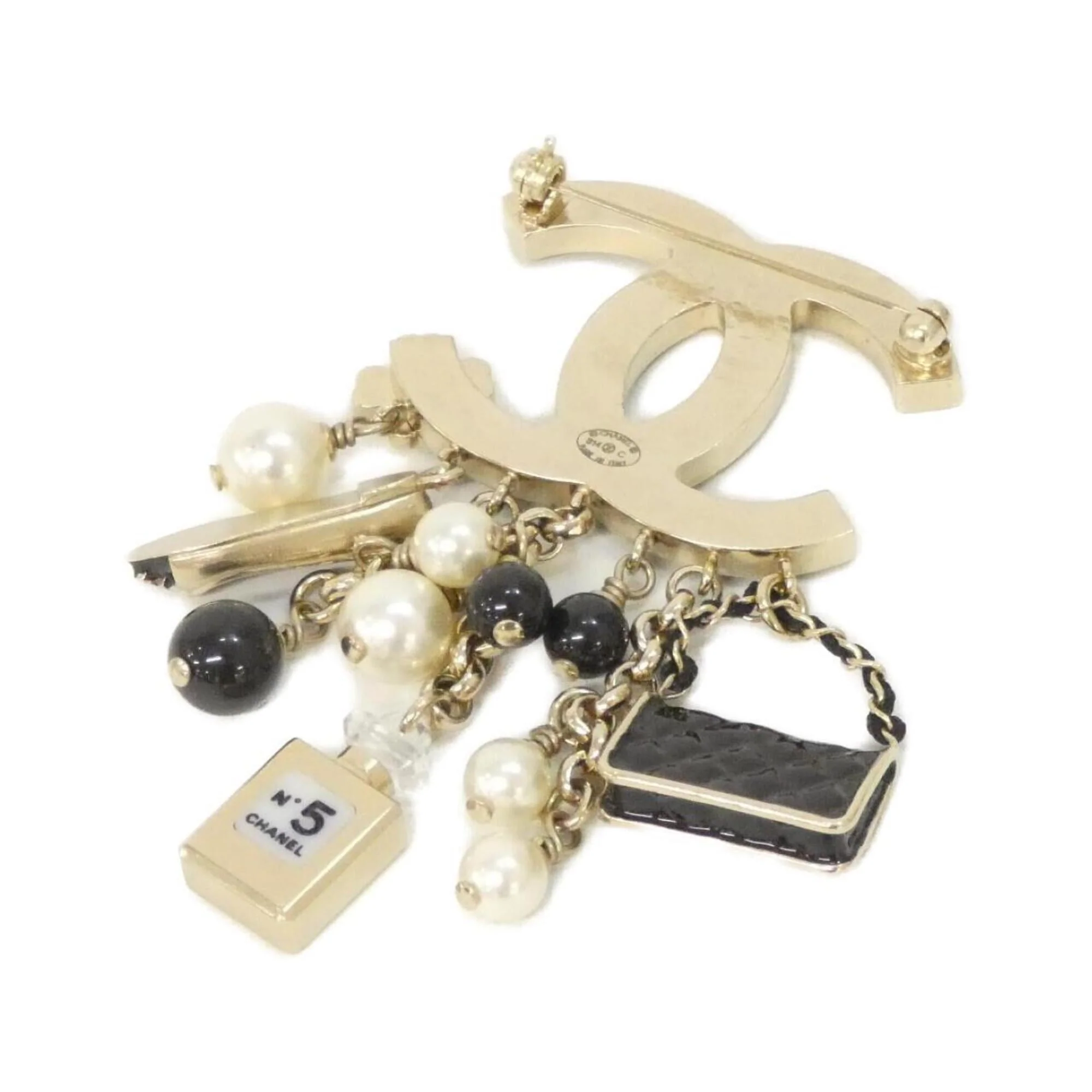 Brooch Black Gold and White with Pearl - Image 2