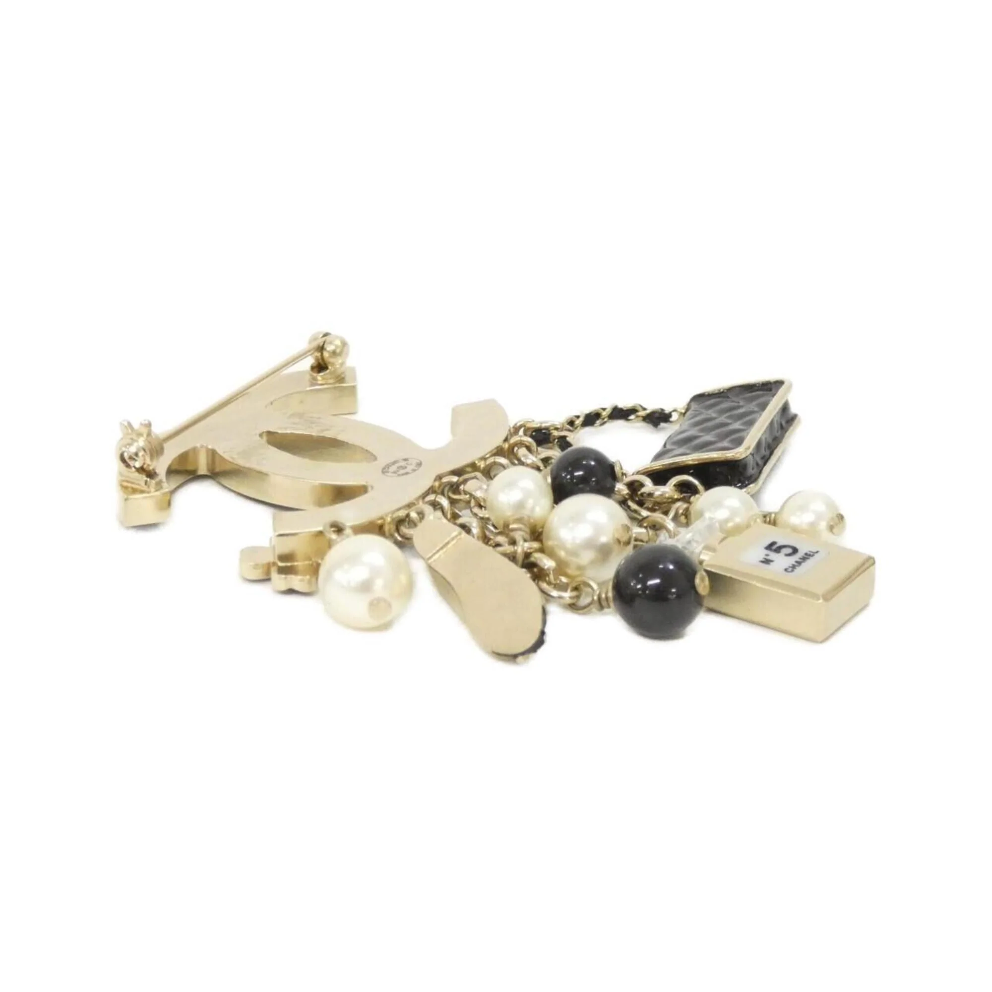 Brooch Black Gold and White with Pearl - Image 3