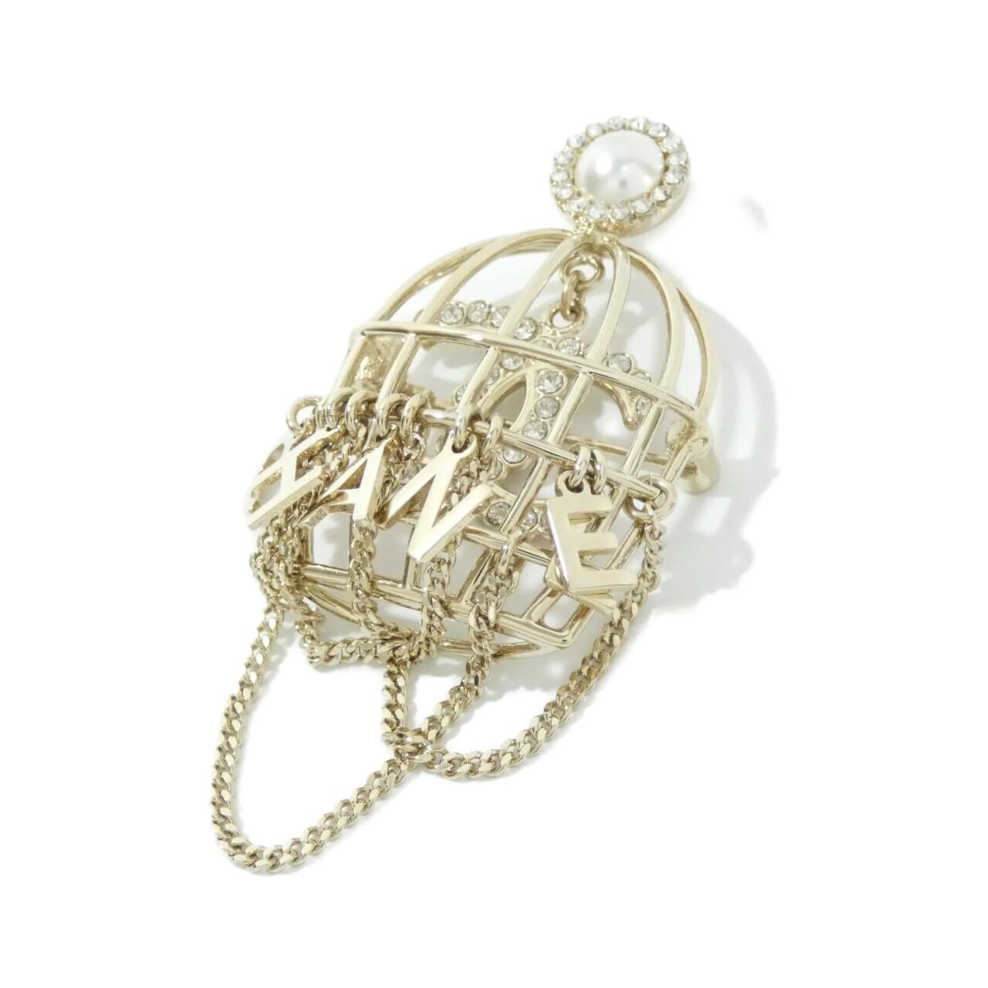 Brooch With Artificial Pearl Gold White