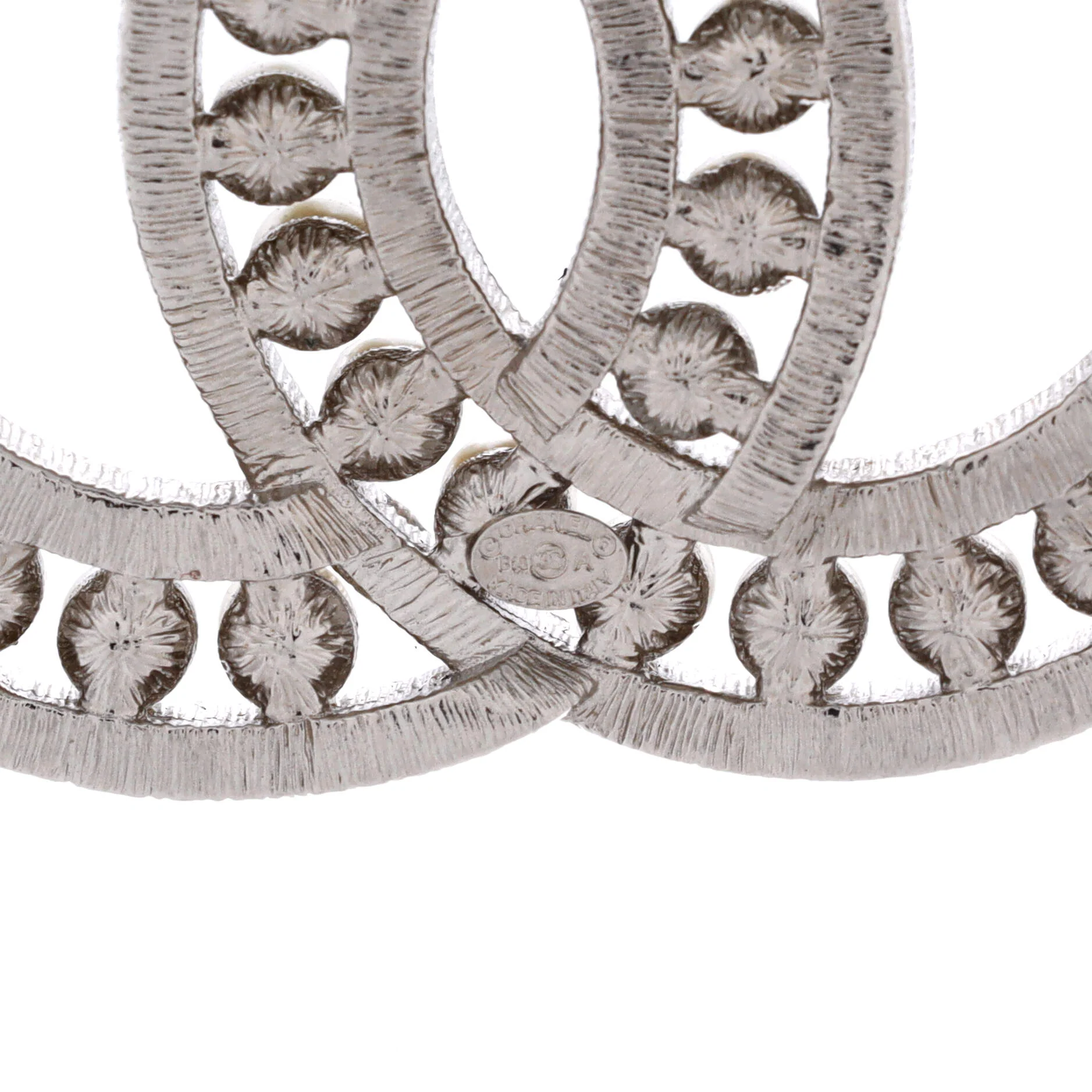 CC Brooch Metal with Crystals and Faux Pearls - Image 3