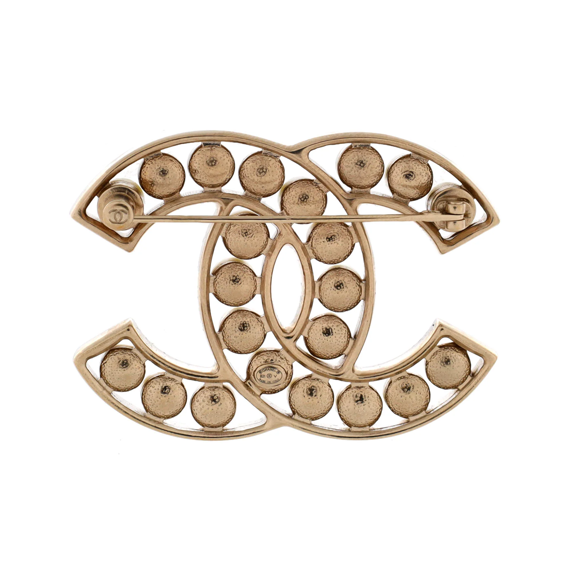 CC Brooch Metal with Faux Pearls - Image 2