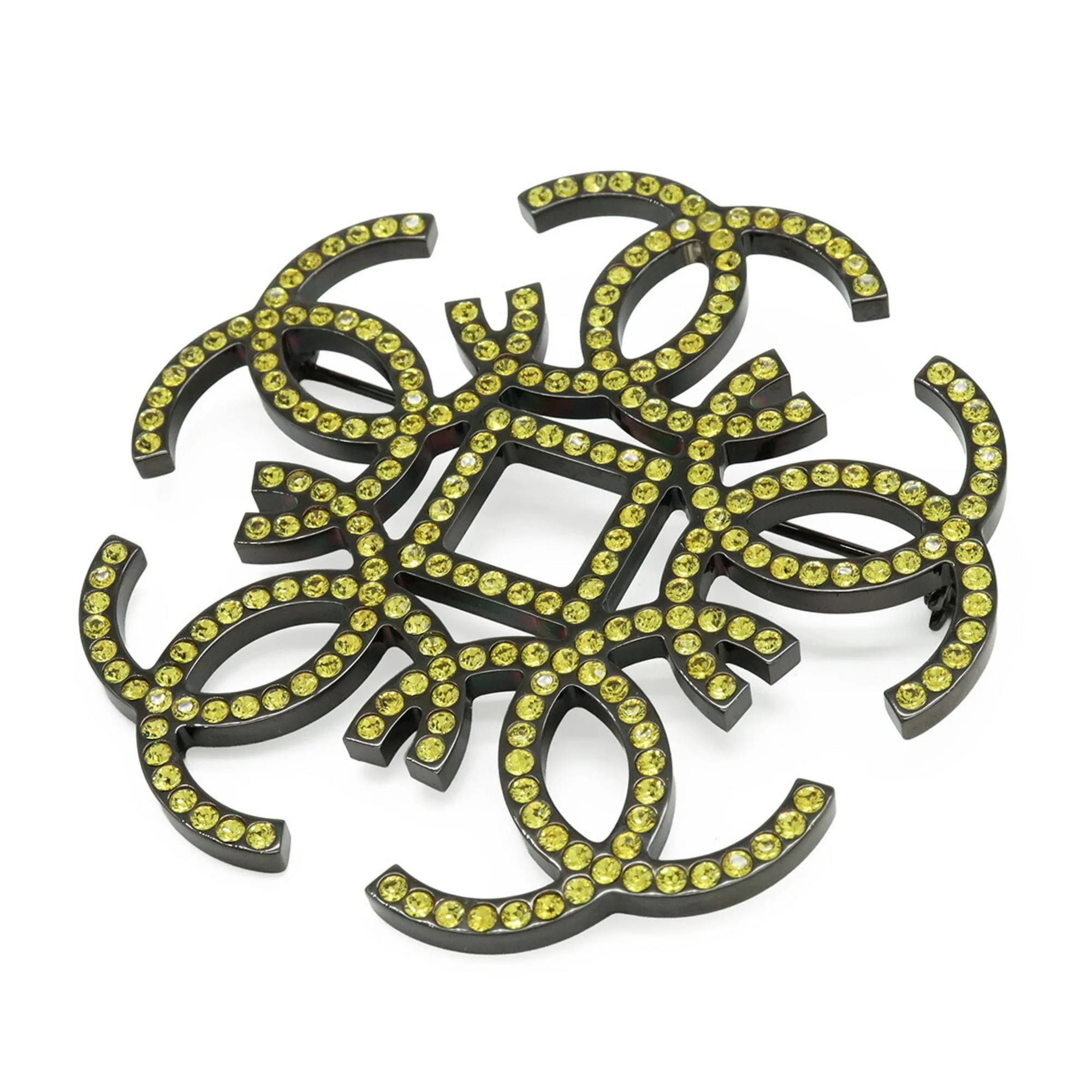 CC Logo Brooch Gold-Tone Metal
