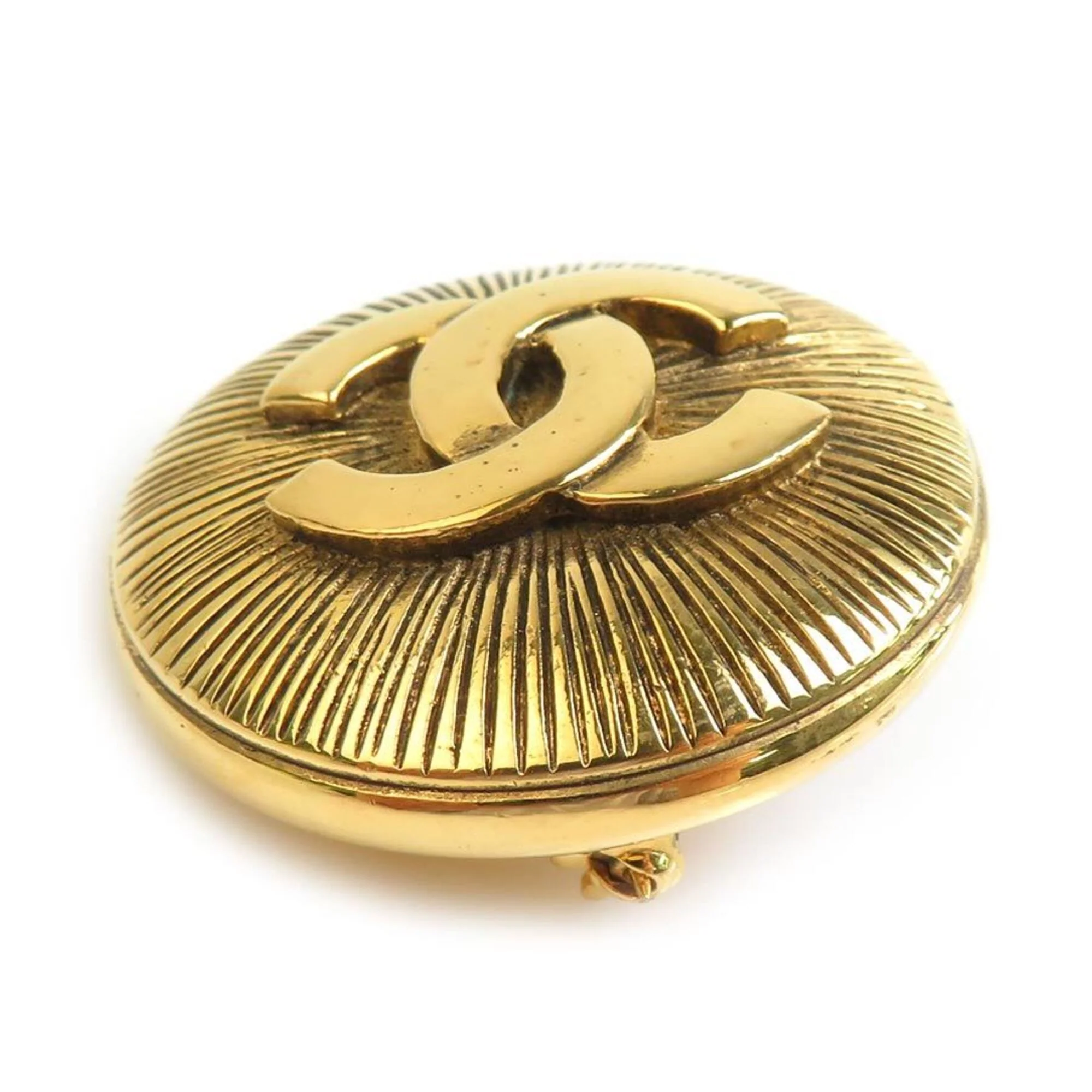CC Logo Brooch Gold-Tone Metal - Image 2