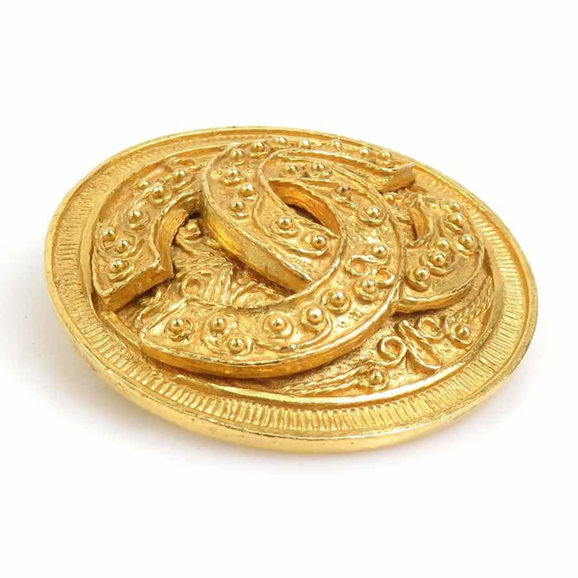 CC Logo Brooch Gold-Tone Metal - Image 2