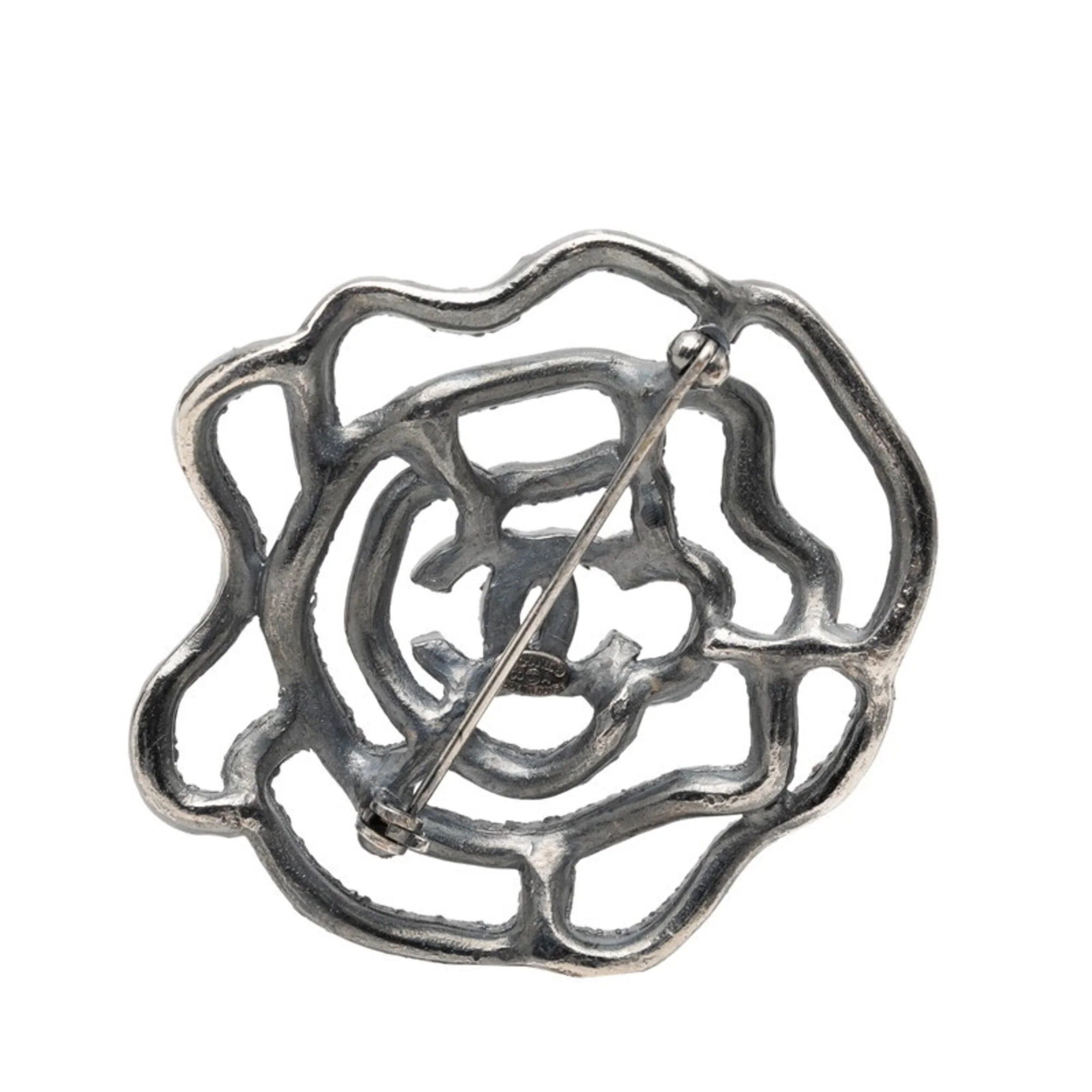 CC Logo Brooch Silver-Tone Metal - Image 2
