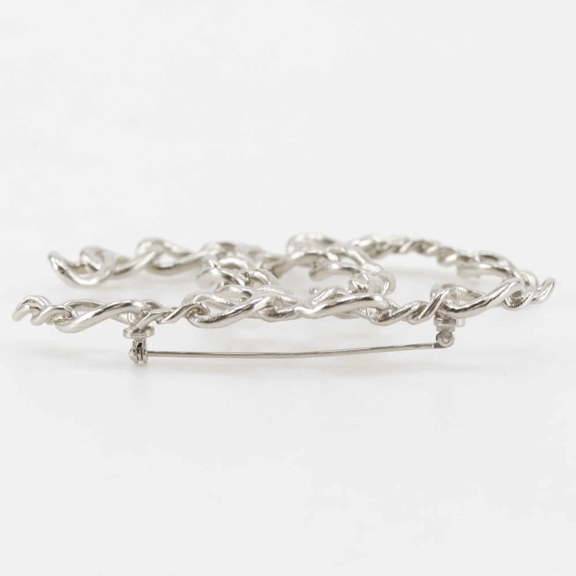 CC Logo Brooch Silver-Tone Metal - Image 4