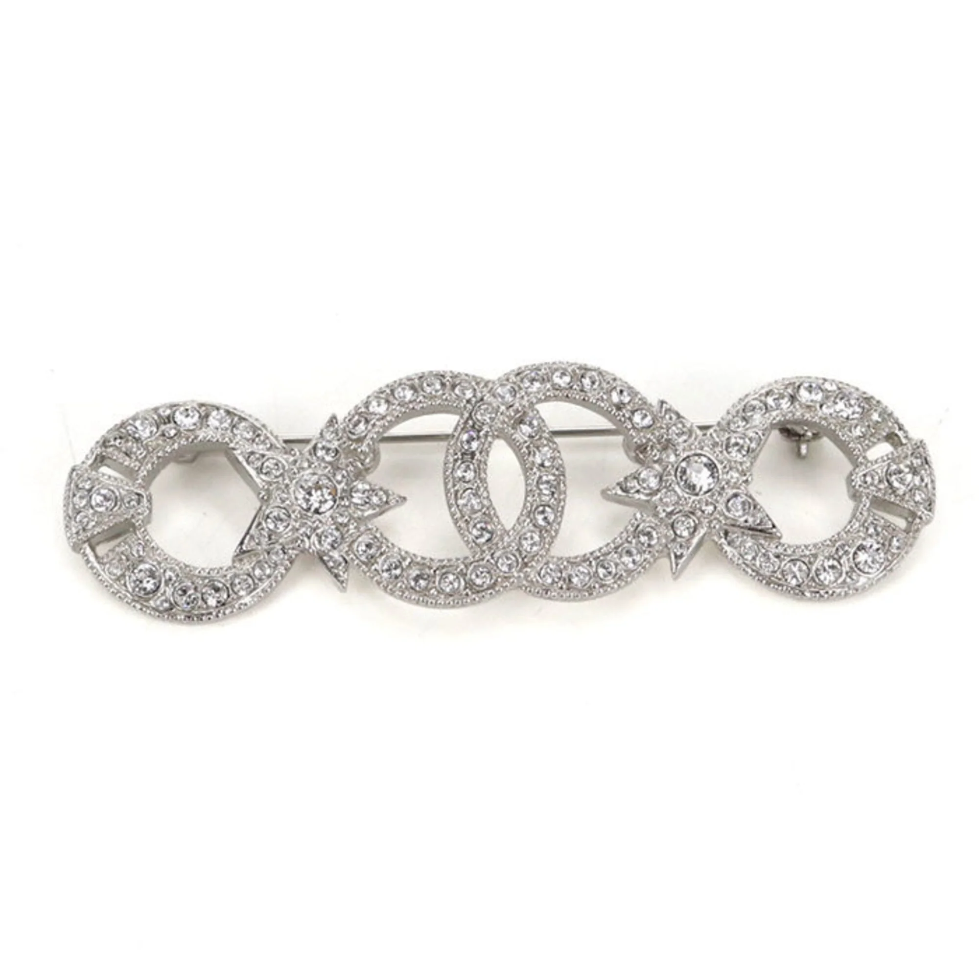 CC Logo Brooch Silver-Tone Metal