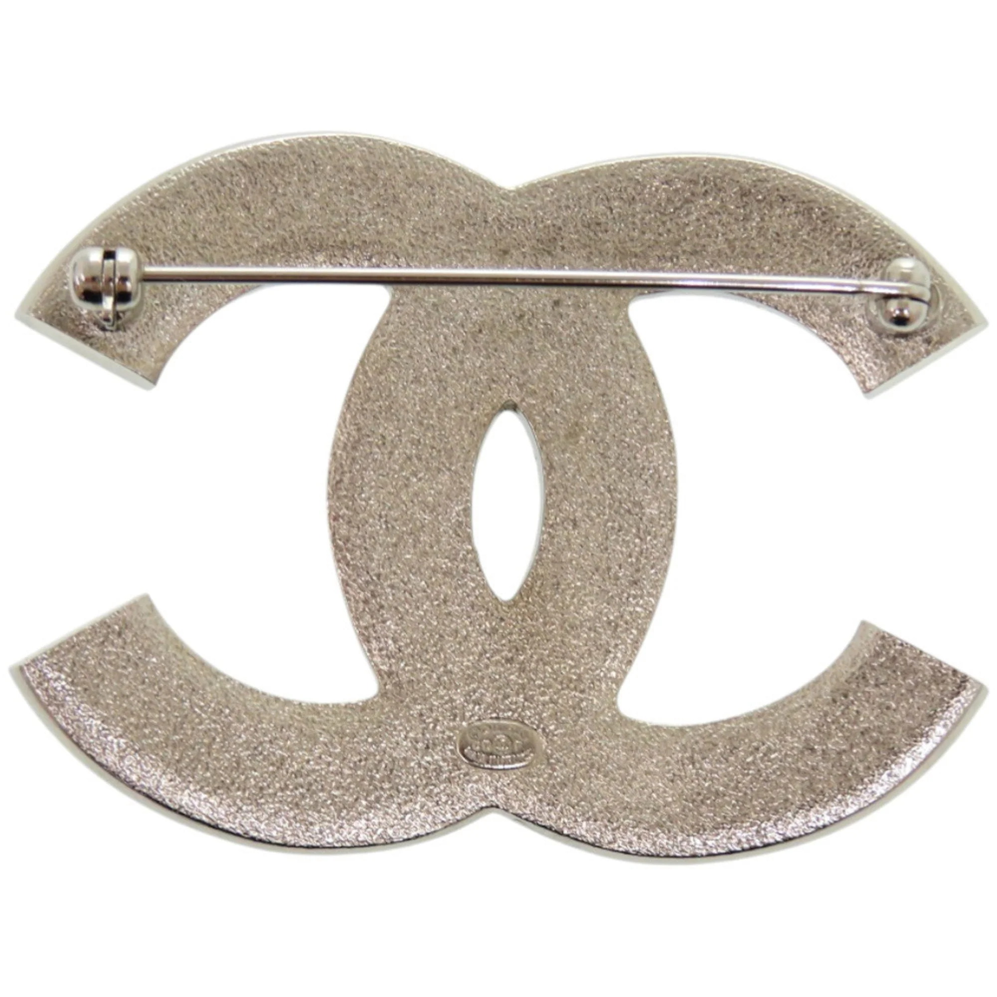 CC Logo Brooch Silver-Tone Metal - Image 4
