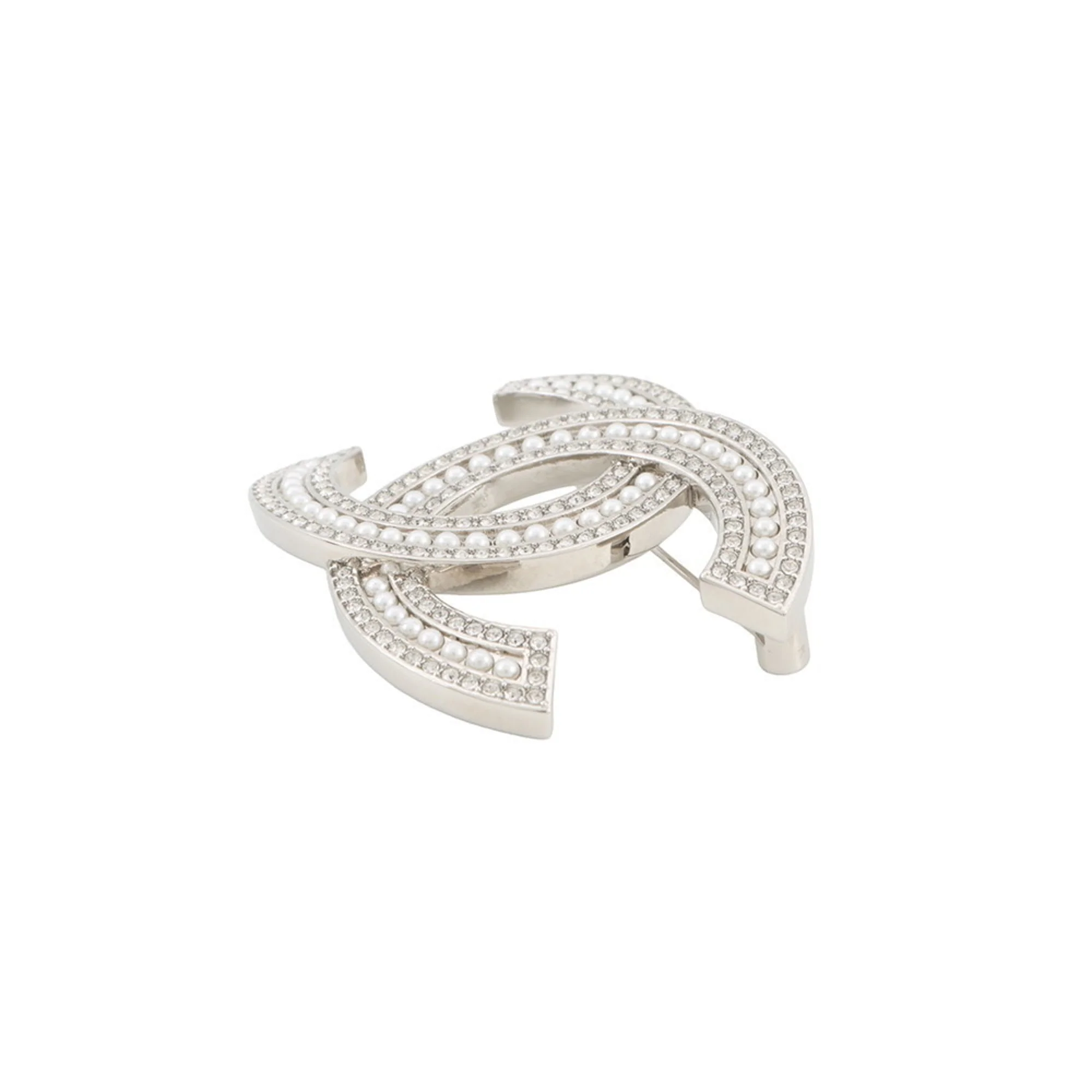 CC Logo Brooch Silver-Tone Metal - Image 2