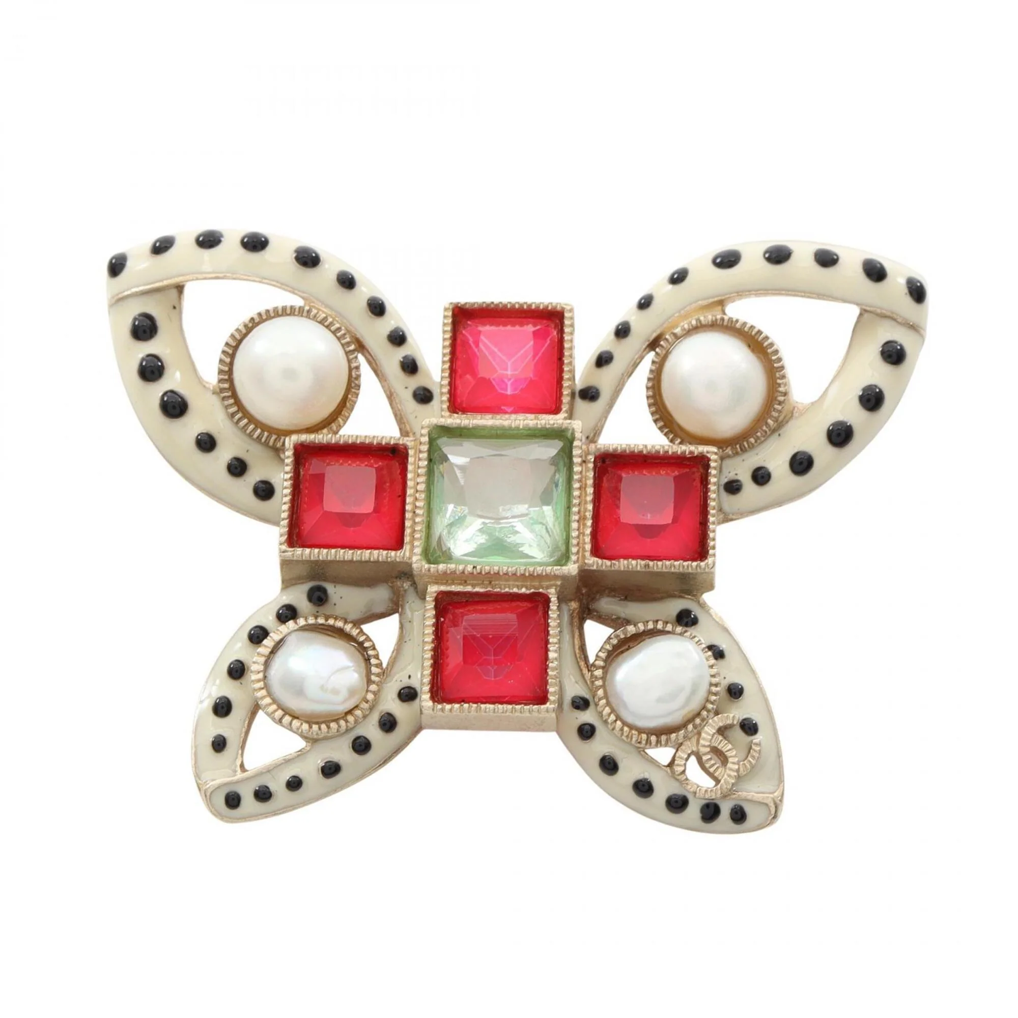 CC Logo Butterfly Brooch Metal