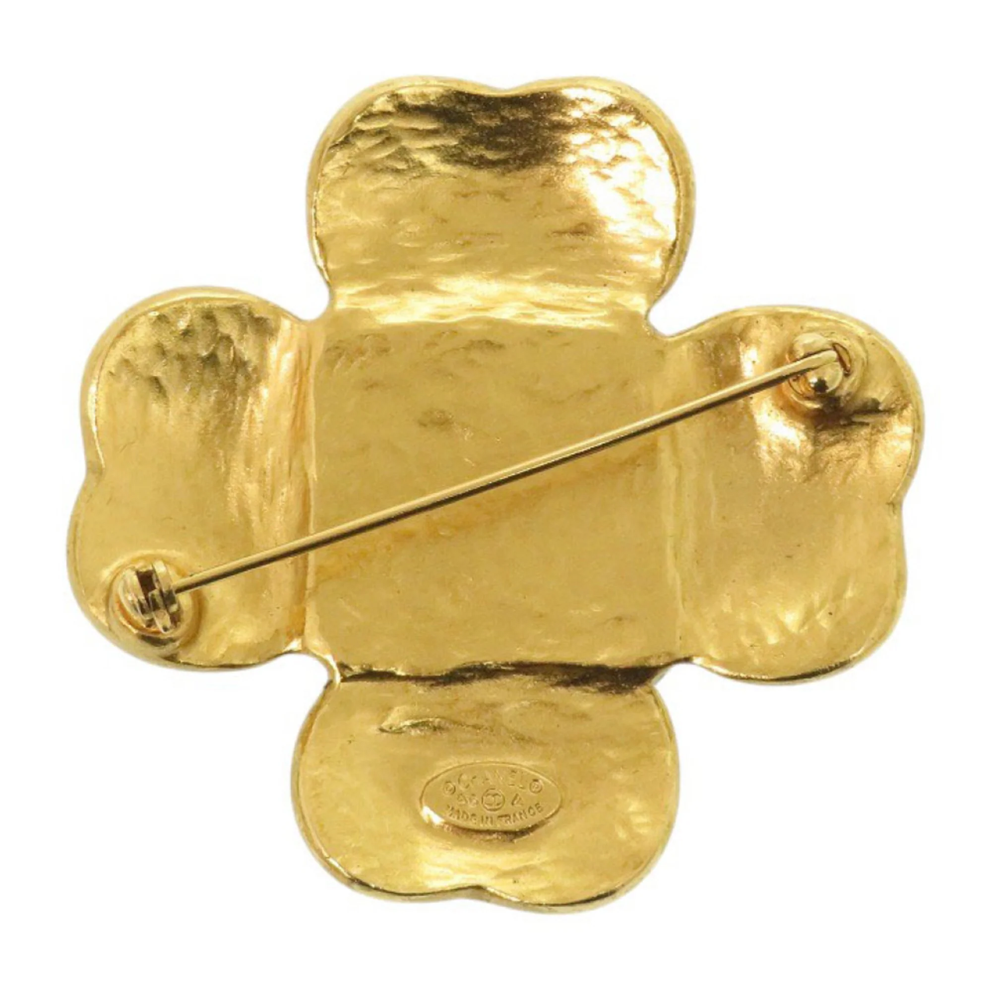 CC Logo Clover Brooch Gold-Tone Metal - Image 3
