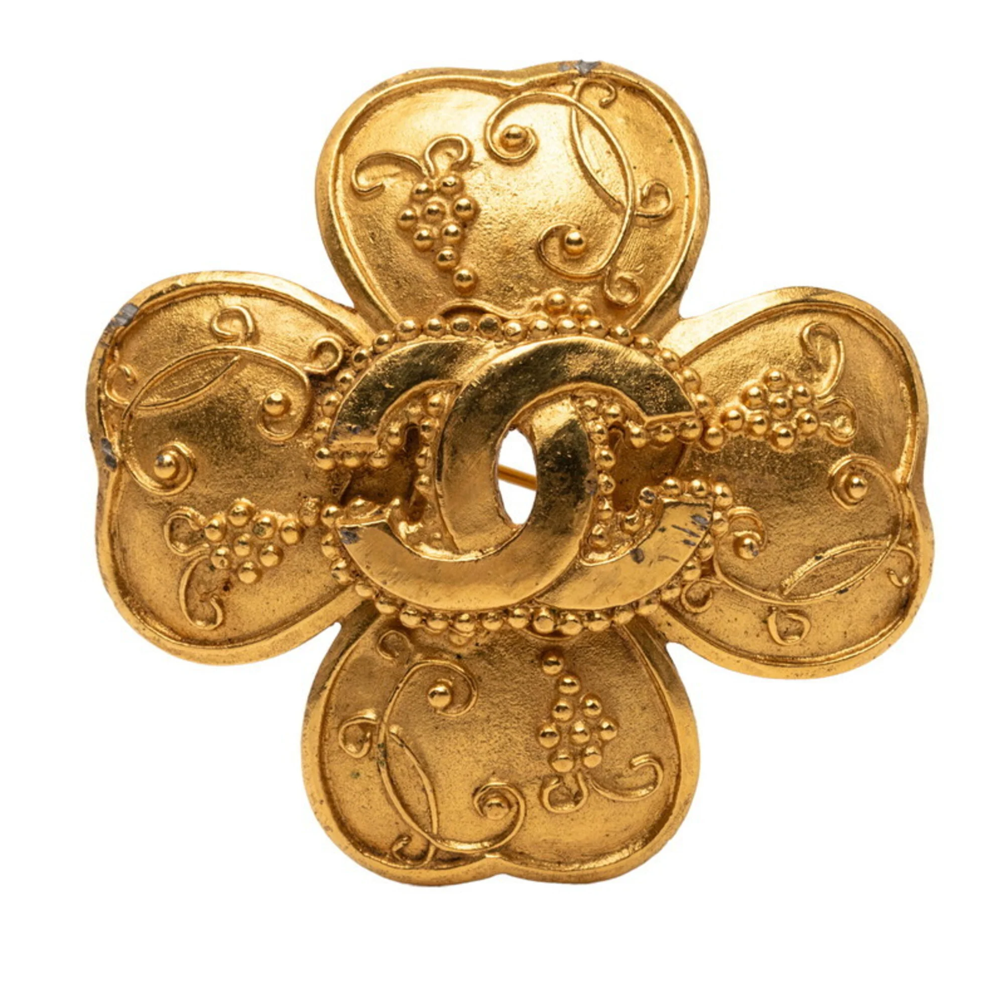 CC Logo Clover Brooch Metal