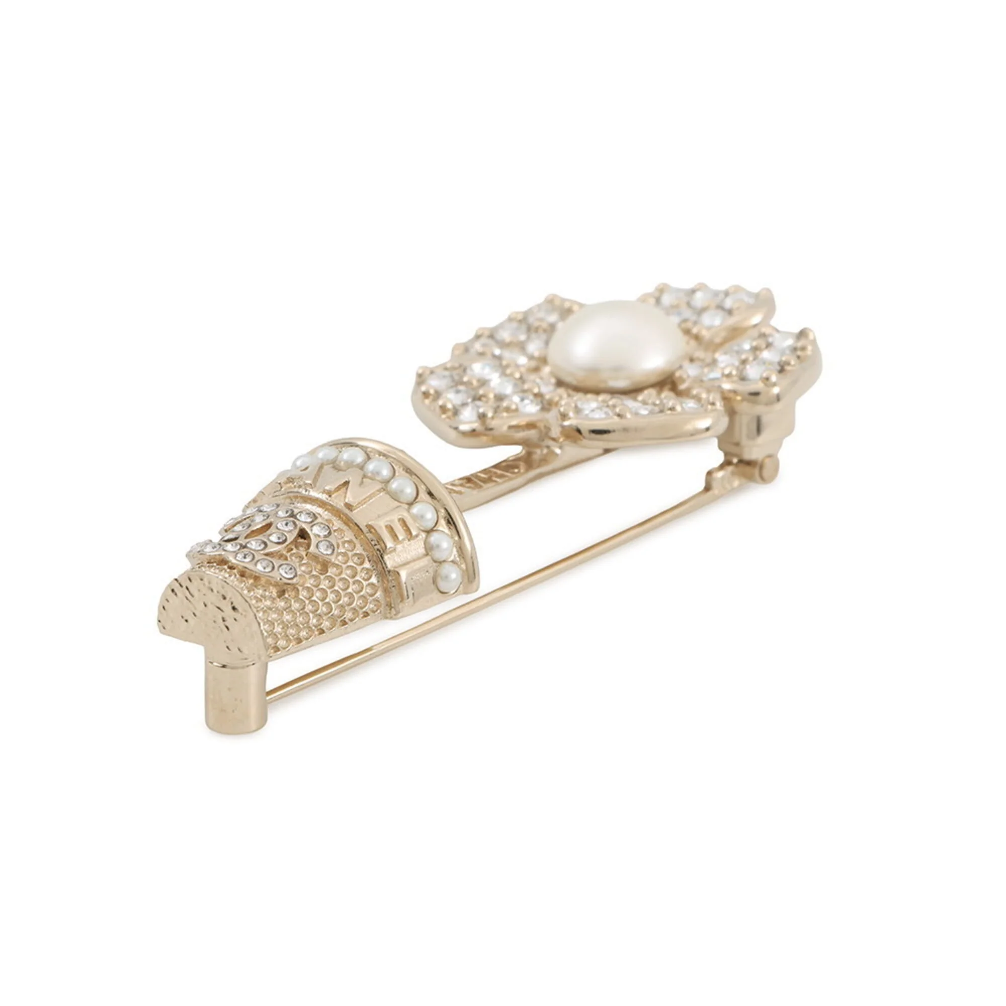 CC Logo Flower Brooch Gold-Tone Metal - Image 2