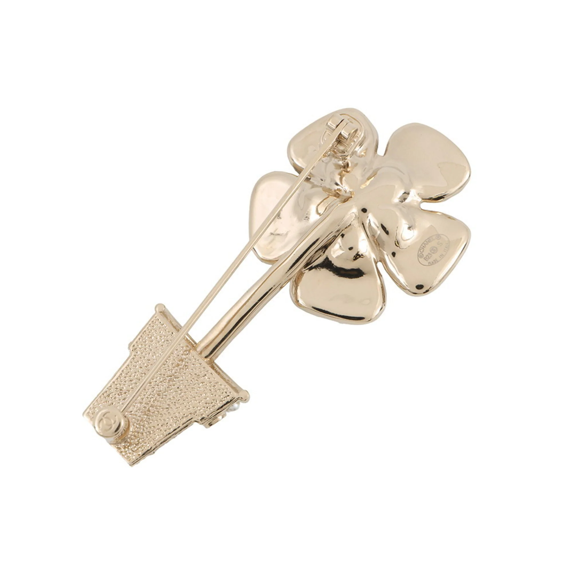 CC Logo Flower Brooch Gold-Tone Metal - Image 3