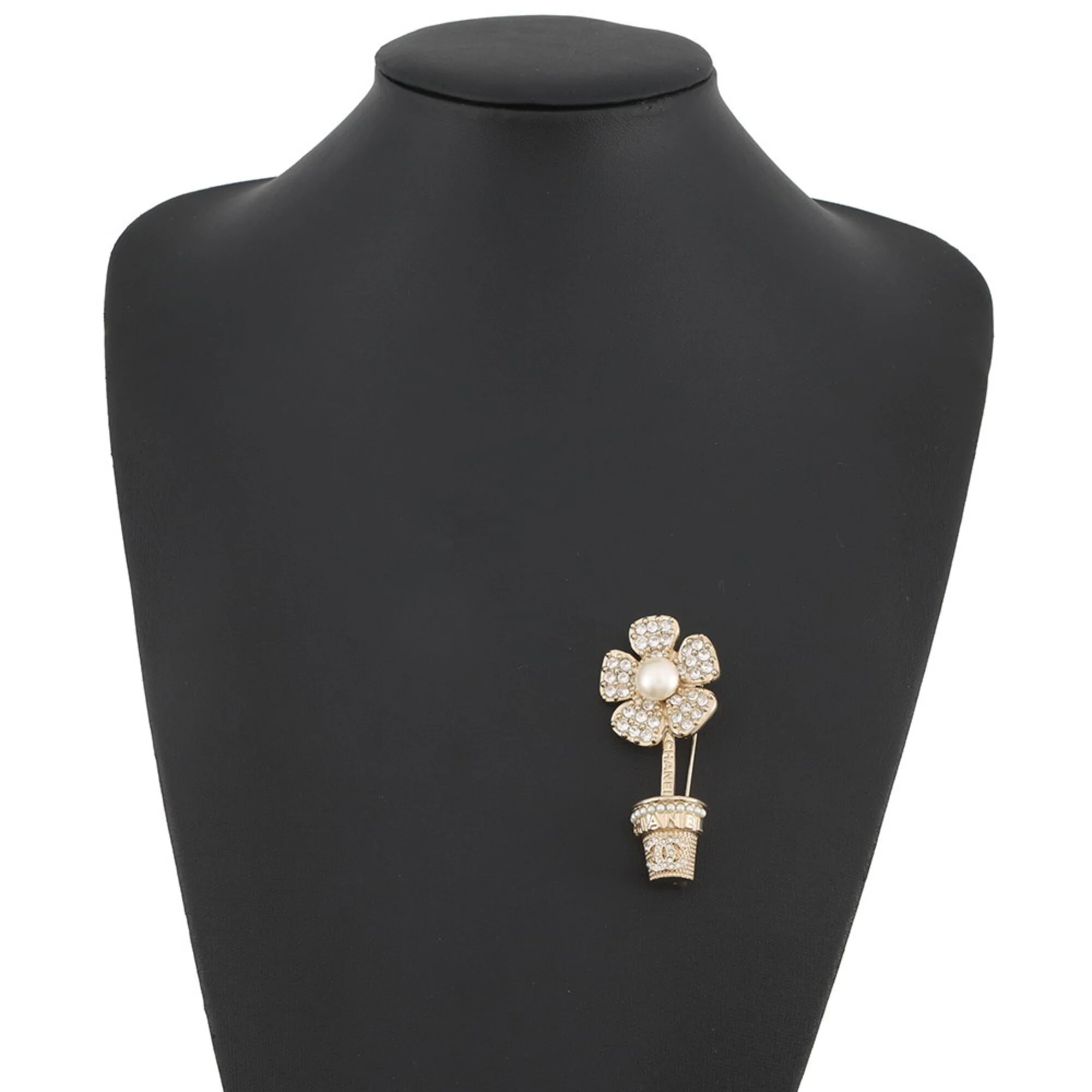 CC Logo Flower Brooch Gold-Tone Metal - Image 4