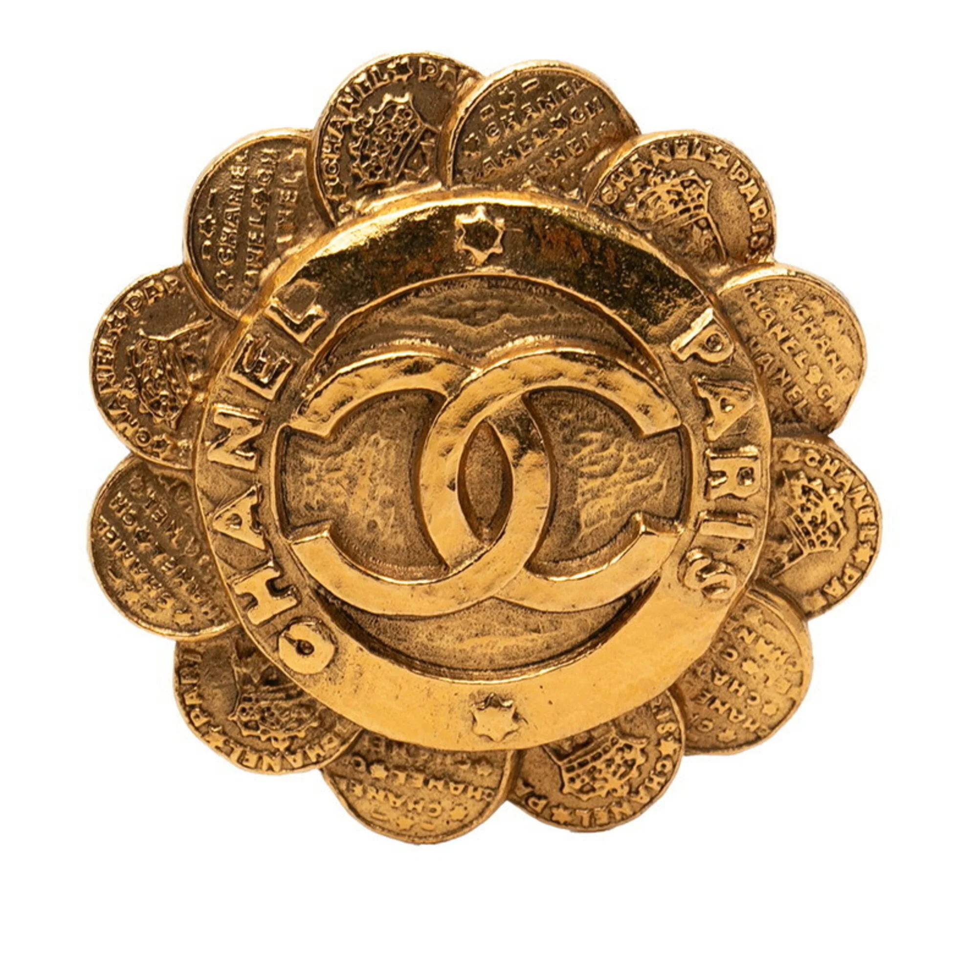 CC Logo Flower Brooch Metal